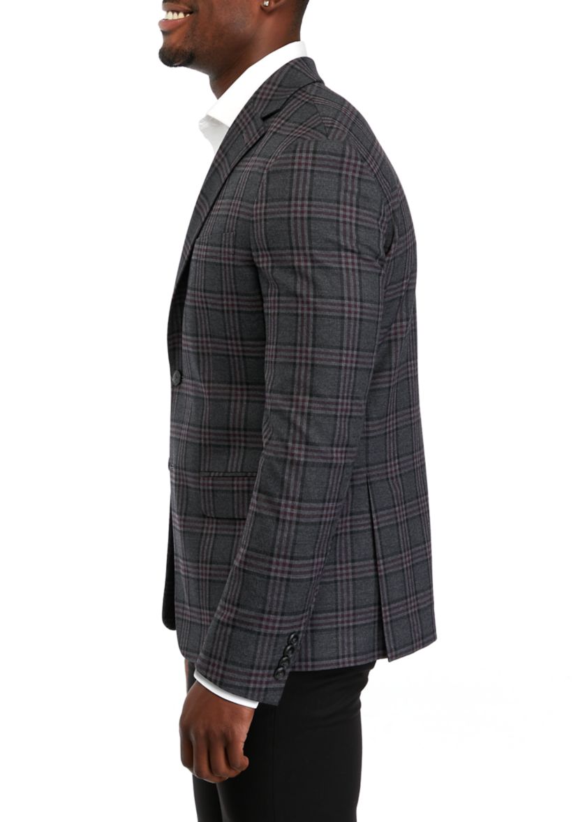 Single Breasted 2-Button-Front Plaid Blazer 