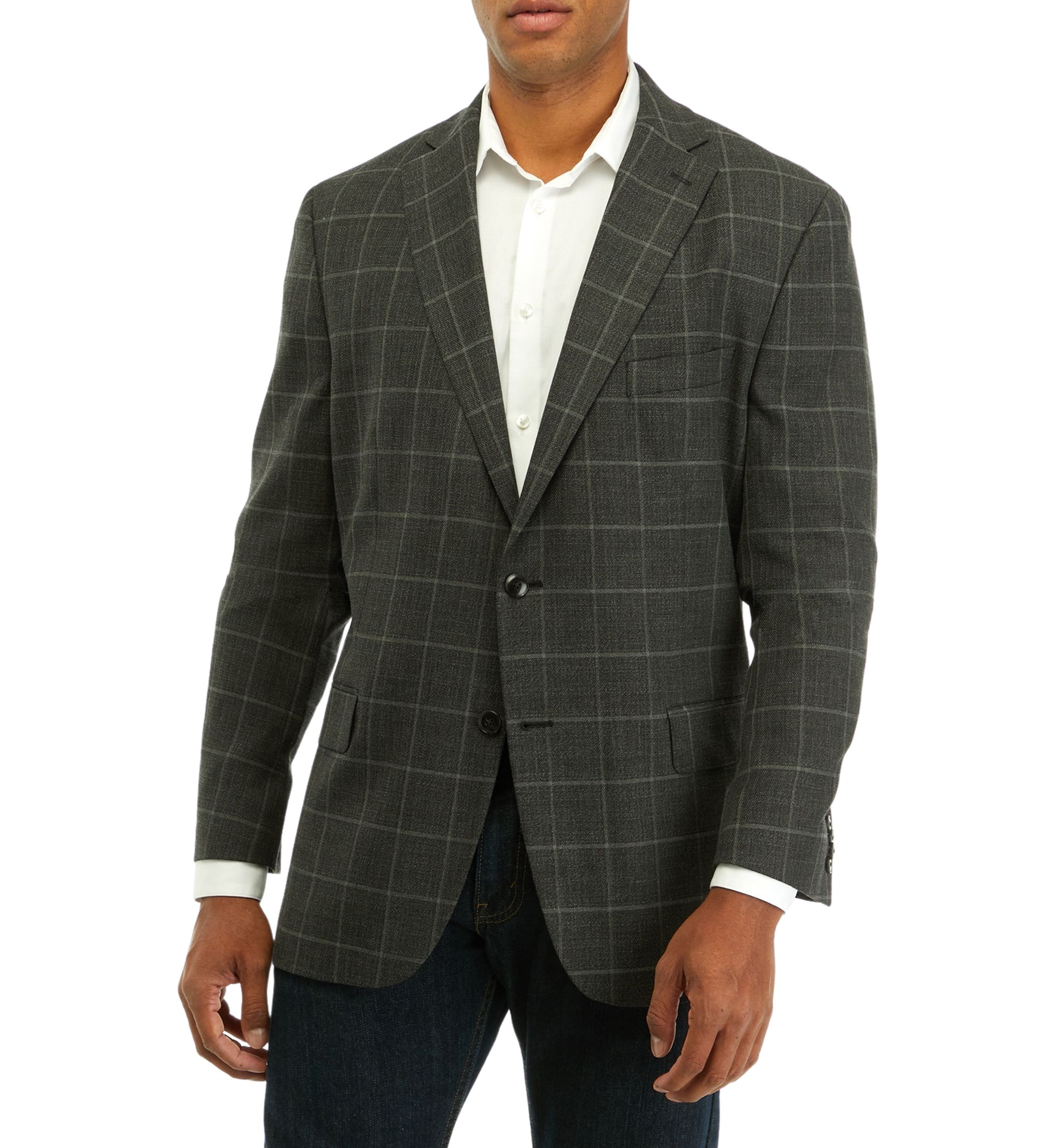 Single Breasted 2 Button Front Flap Pocket Sportcoat with Notch Lapel