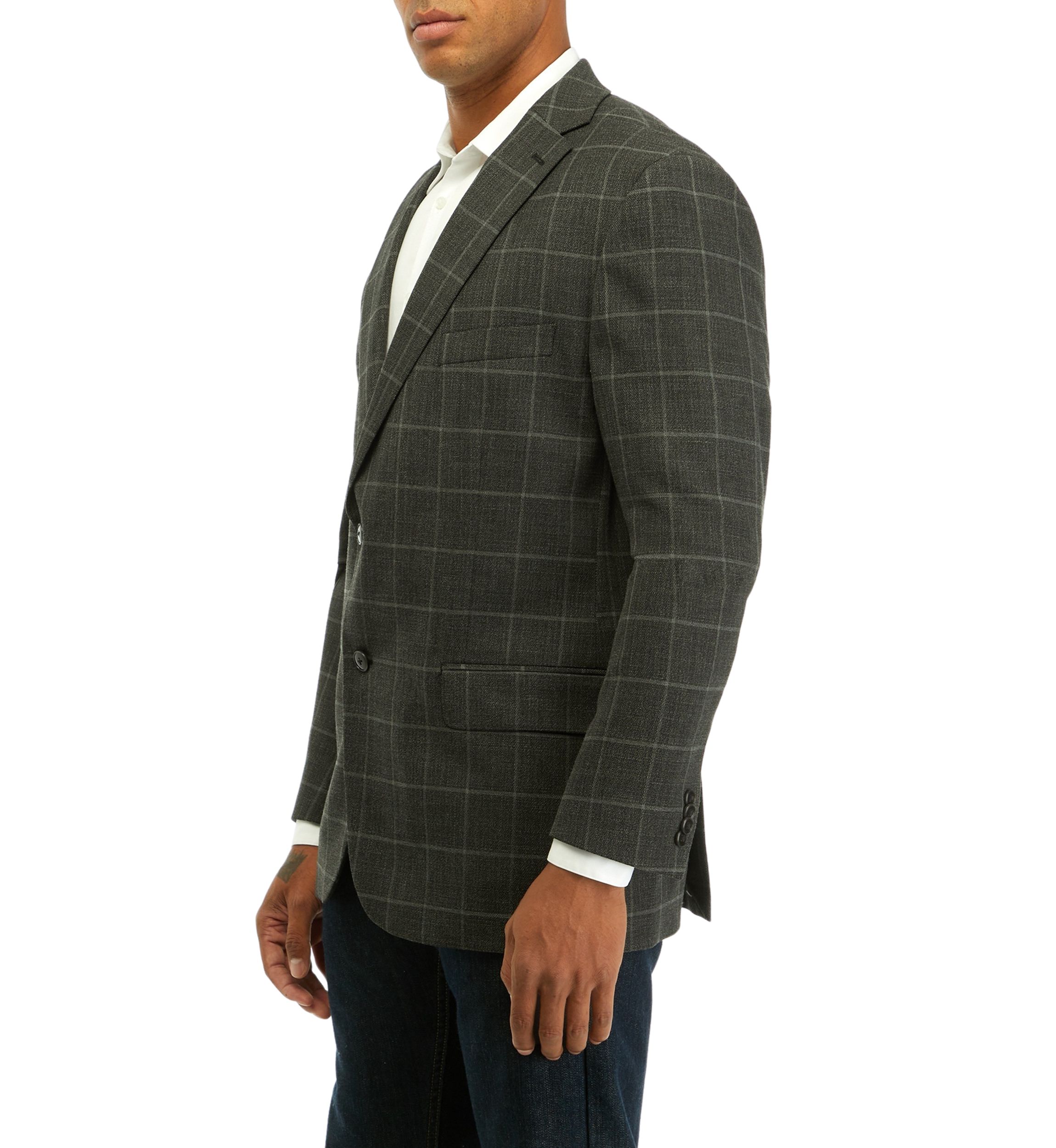 Single Breasted 2 Button Front Flap Pocket Sportcoat with Notch Lapel