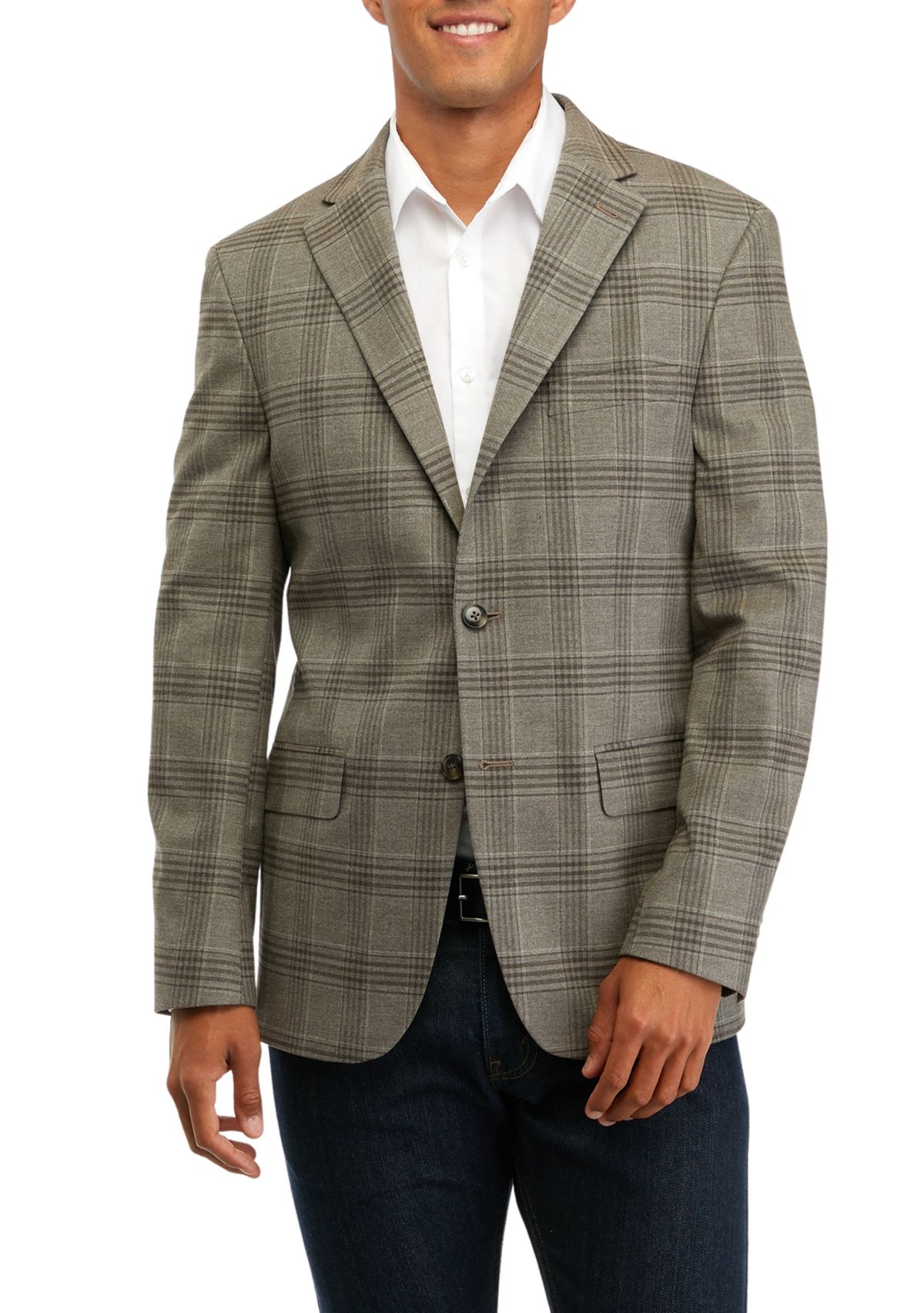 Mens Single Breasted Plaid Sport Coat