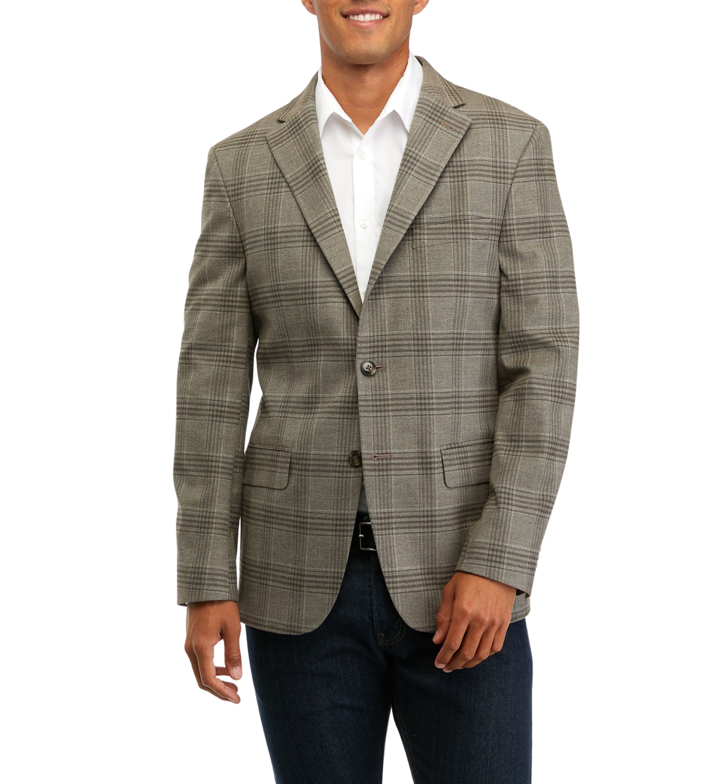 Mens Single Breasted Plaid Sport Coat