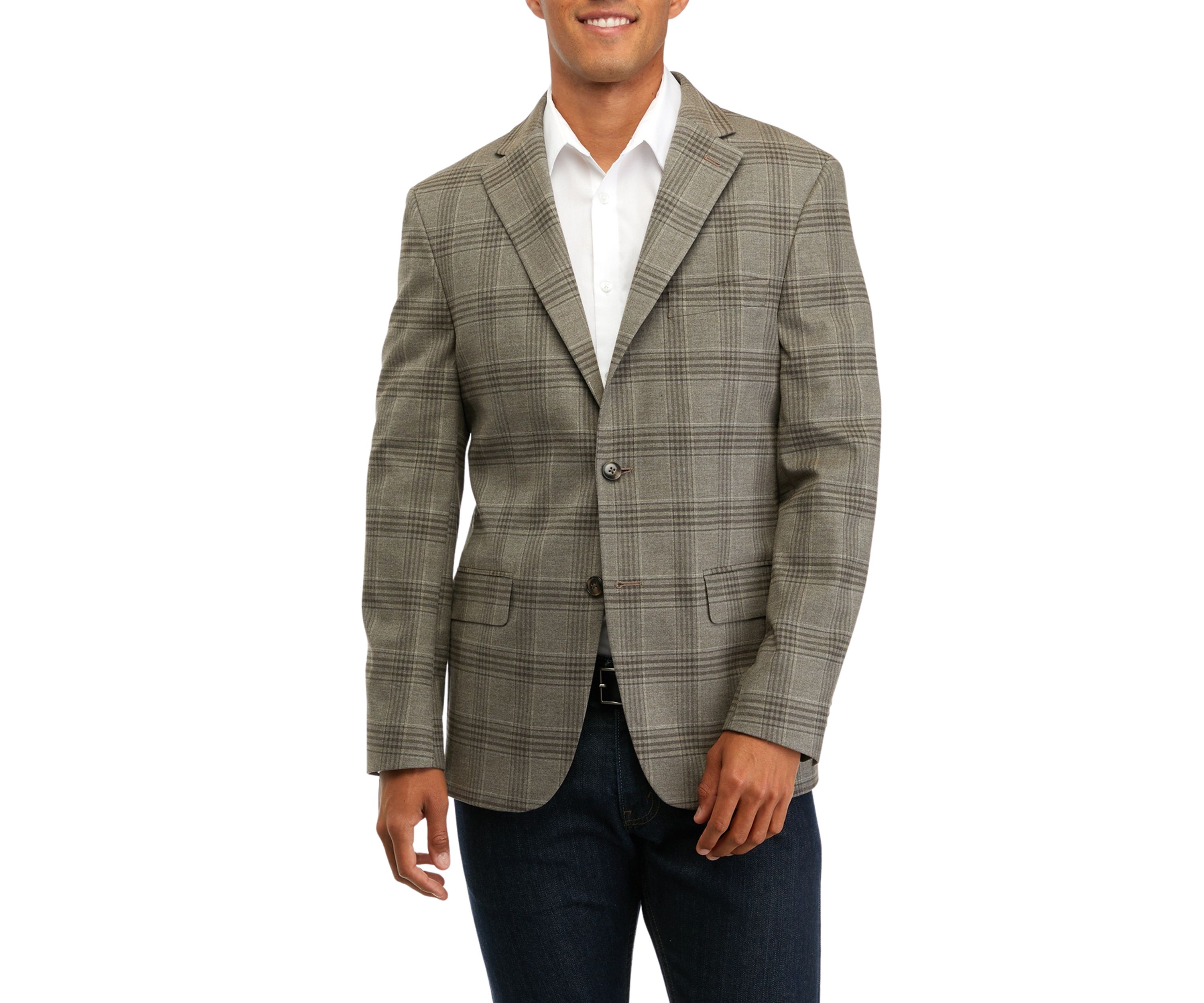 Mens Single Breasted Plaid Sport Coat