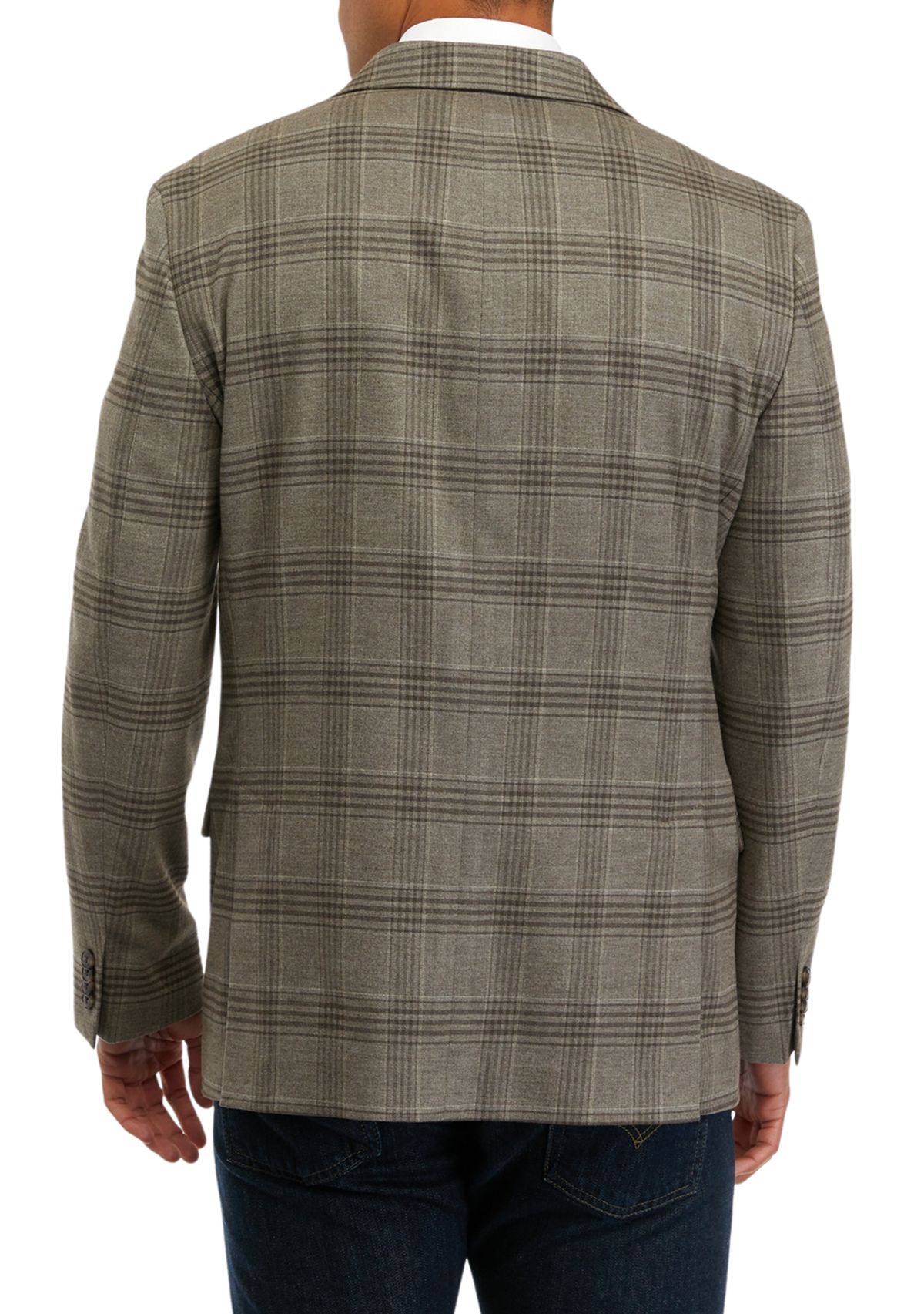 Mens Single Breasted Plaid Sport Coat