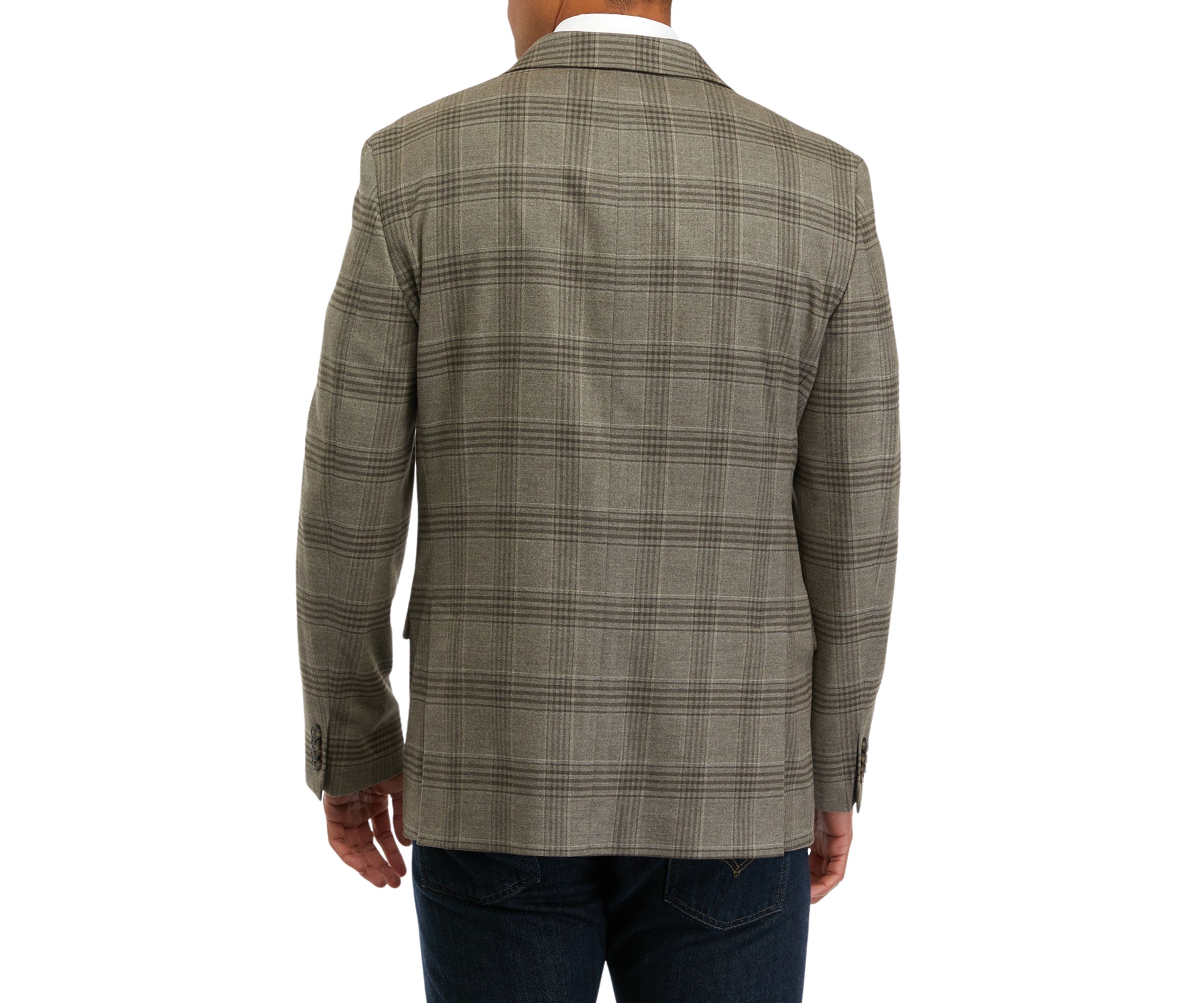 Mens Single Breasted Plaid Sport Coat