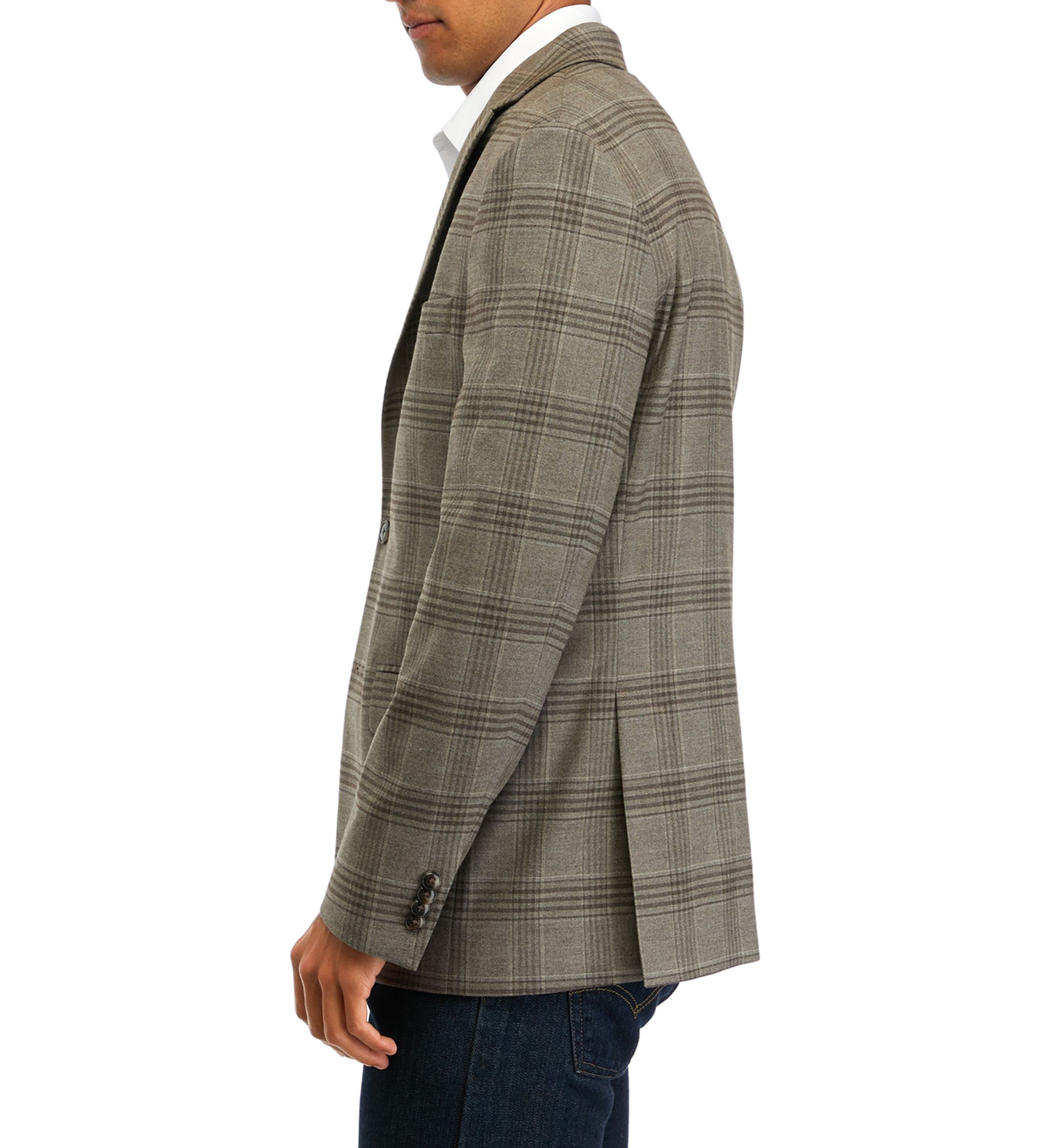 Mens Single Breasted Plaid Sport Coat