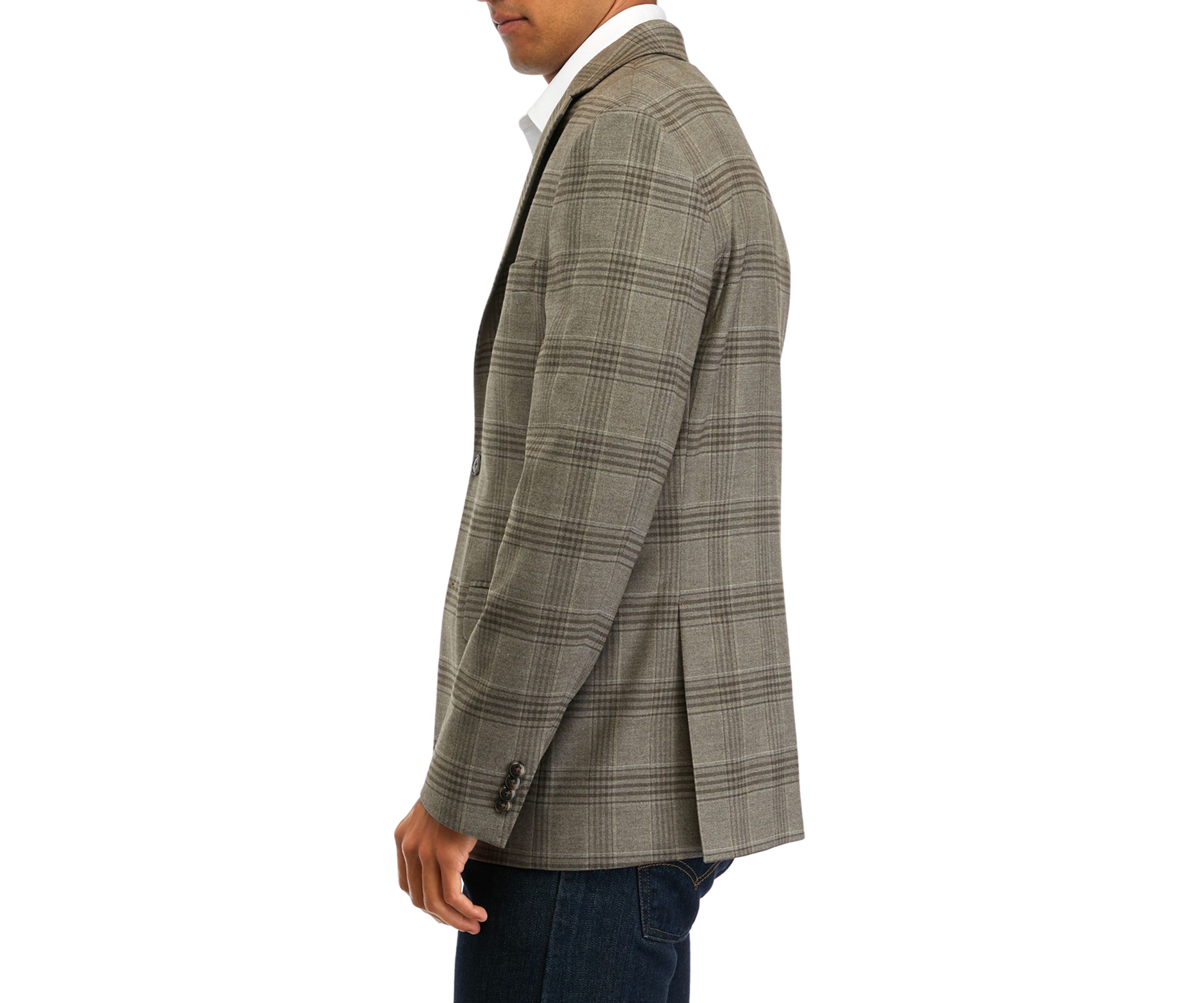 Mens Single Breasted Plaid Sport Coat