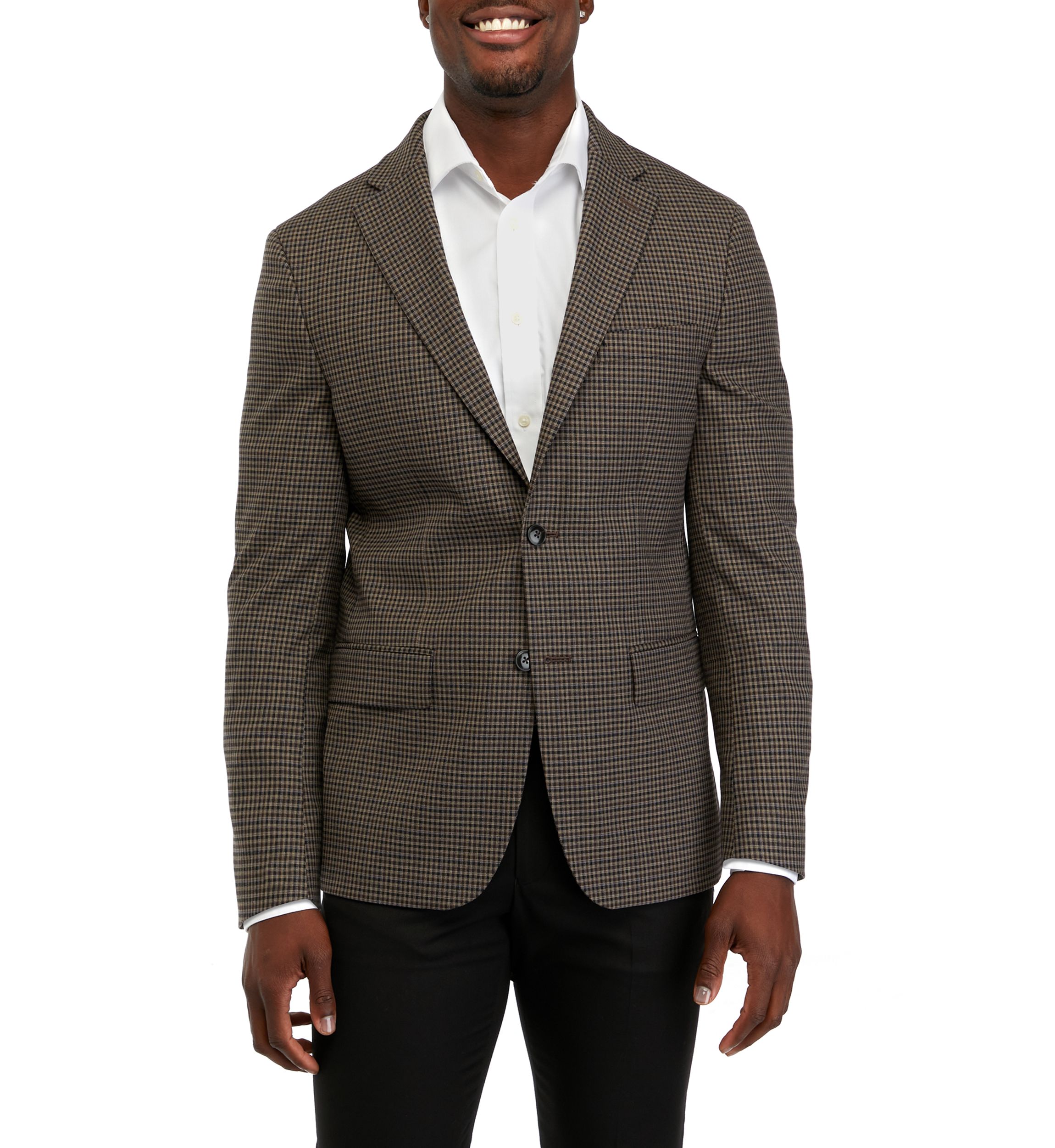   Single Breasted 2-Button-Front Check Blazer 