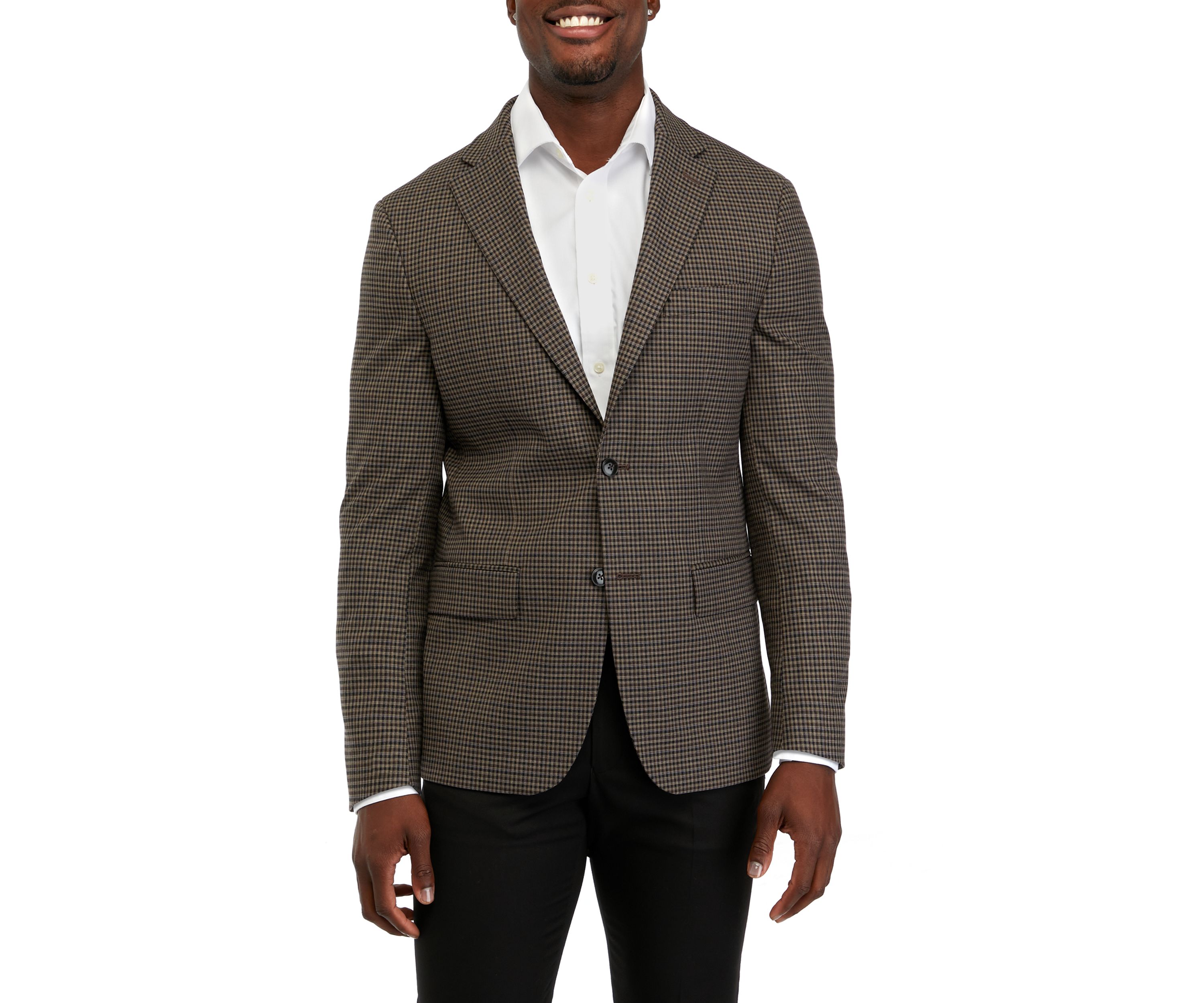   Single Breasted 2-Button-Front Check Blazer 