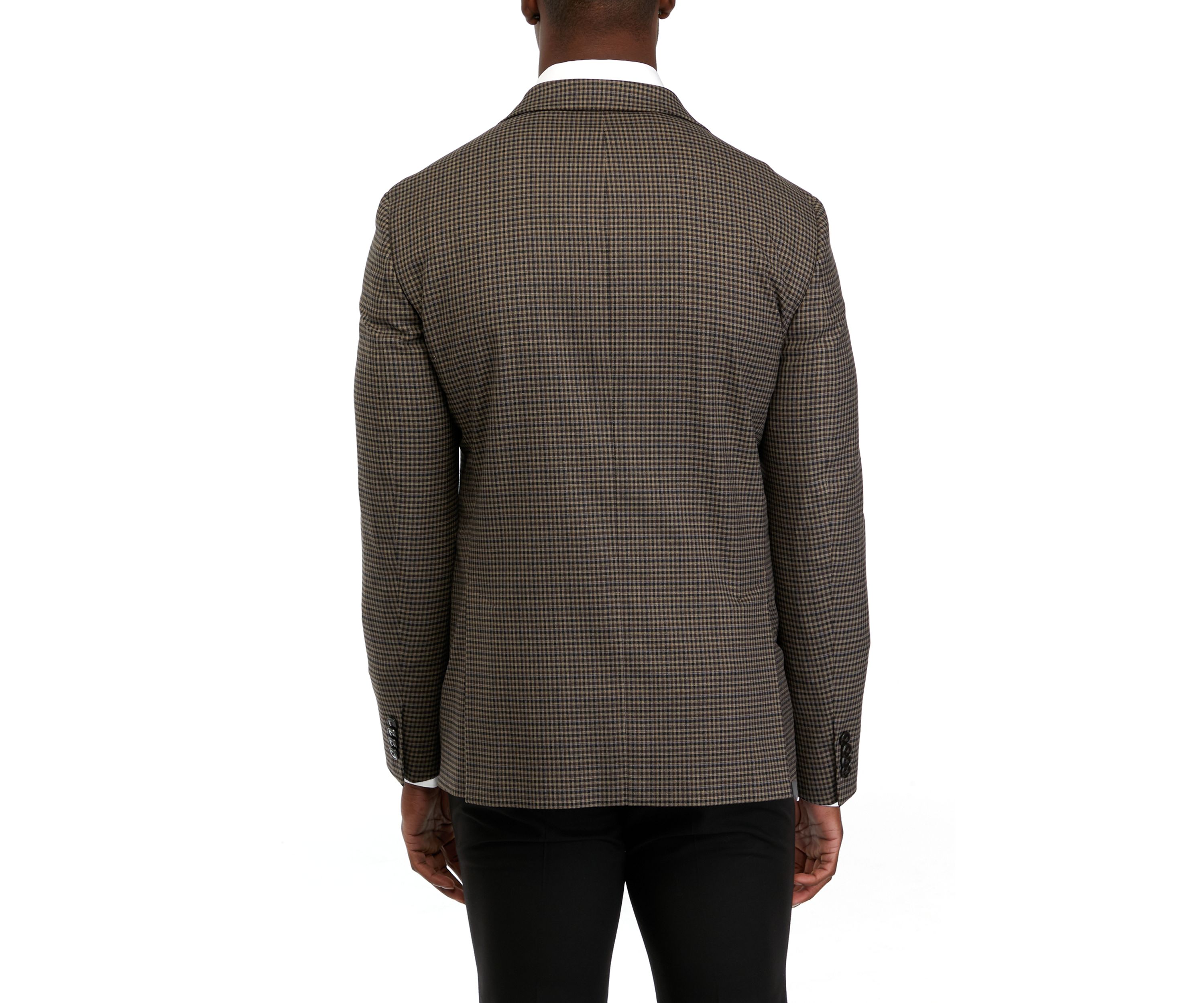   Single Breasted 2-Button-Front Check Blazer 