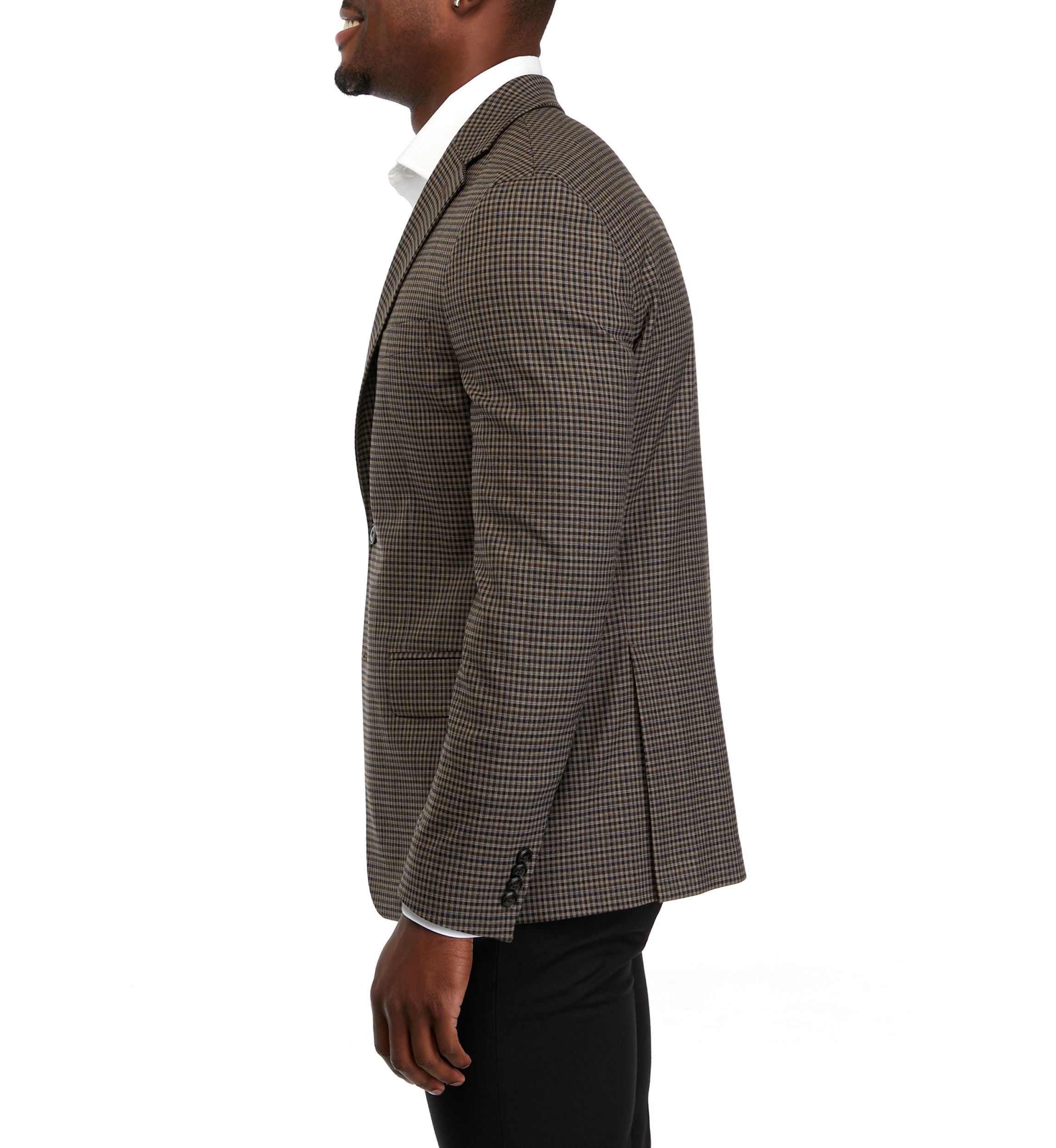   Single Breasted 2-Button-Front Check Blazer 