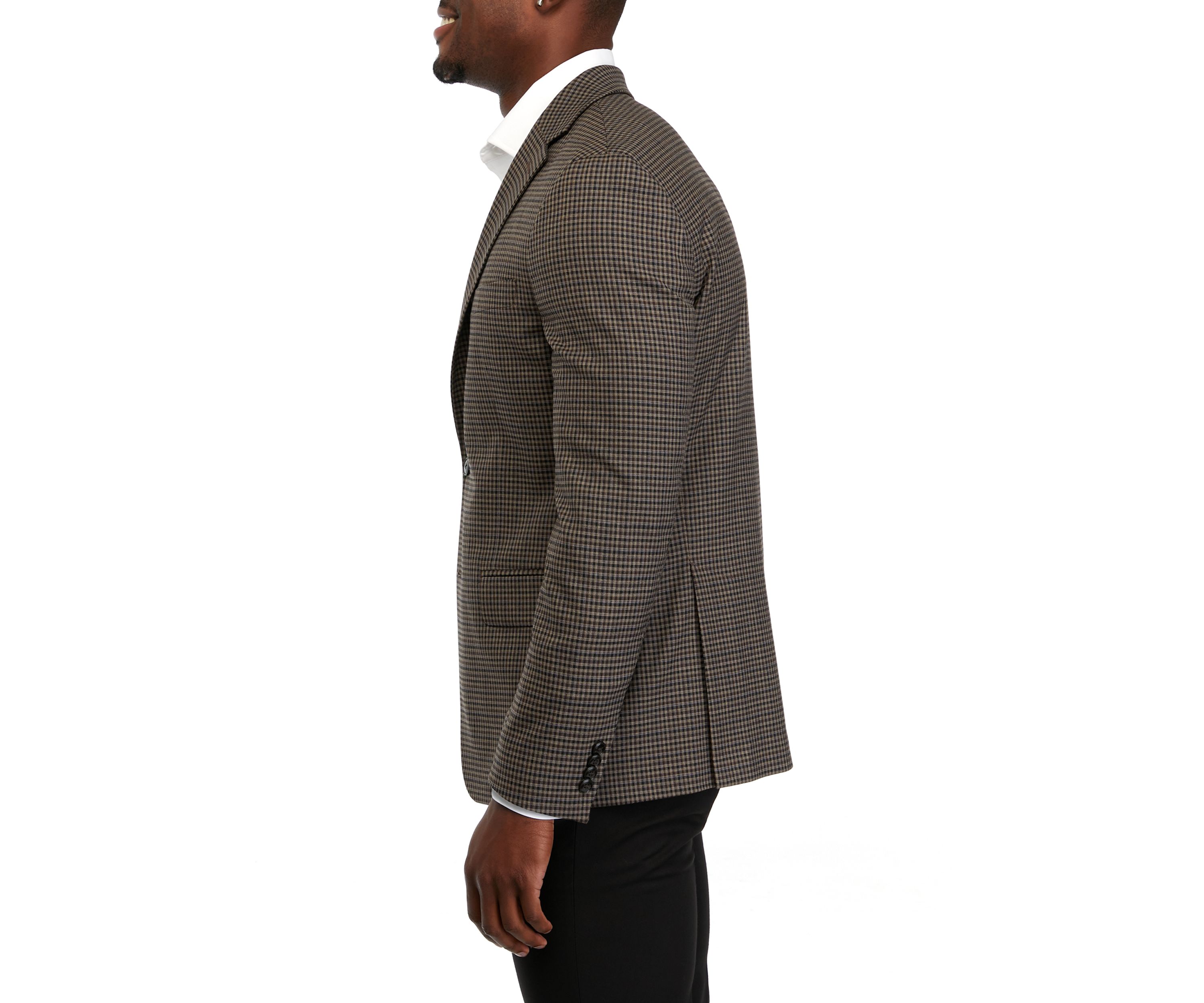   Single Breasted 2-Button-Front Check Blazer 