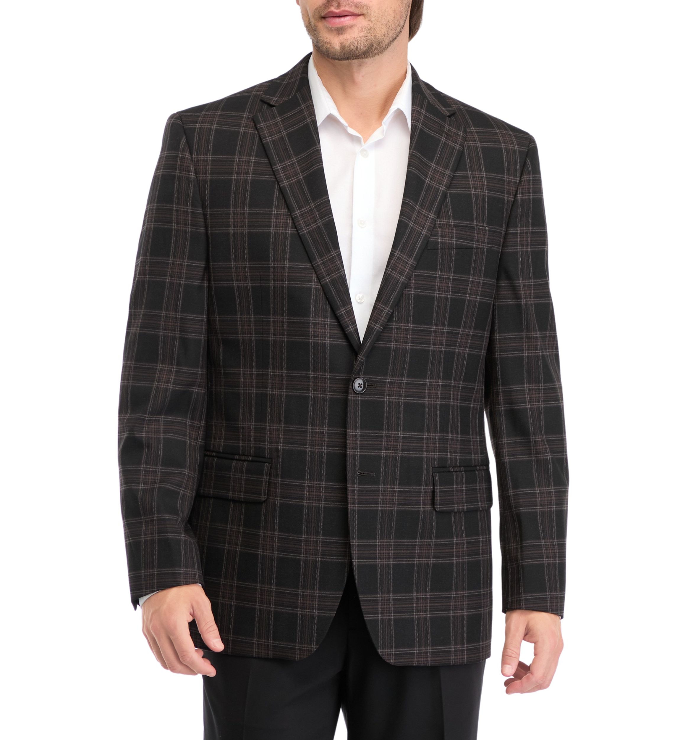 Black Brown Plaid Sport Coat 