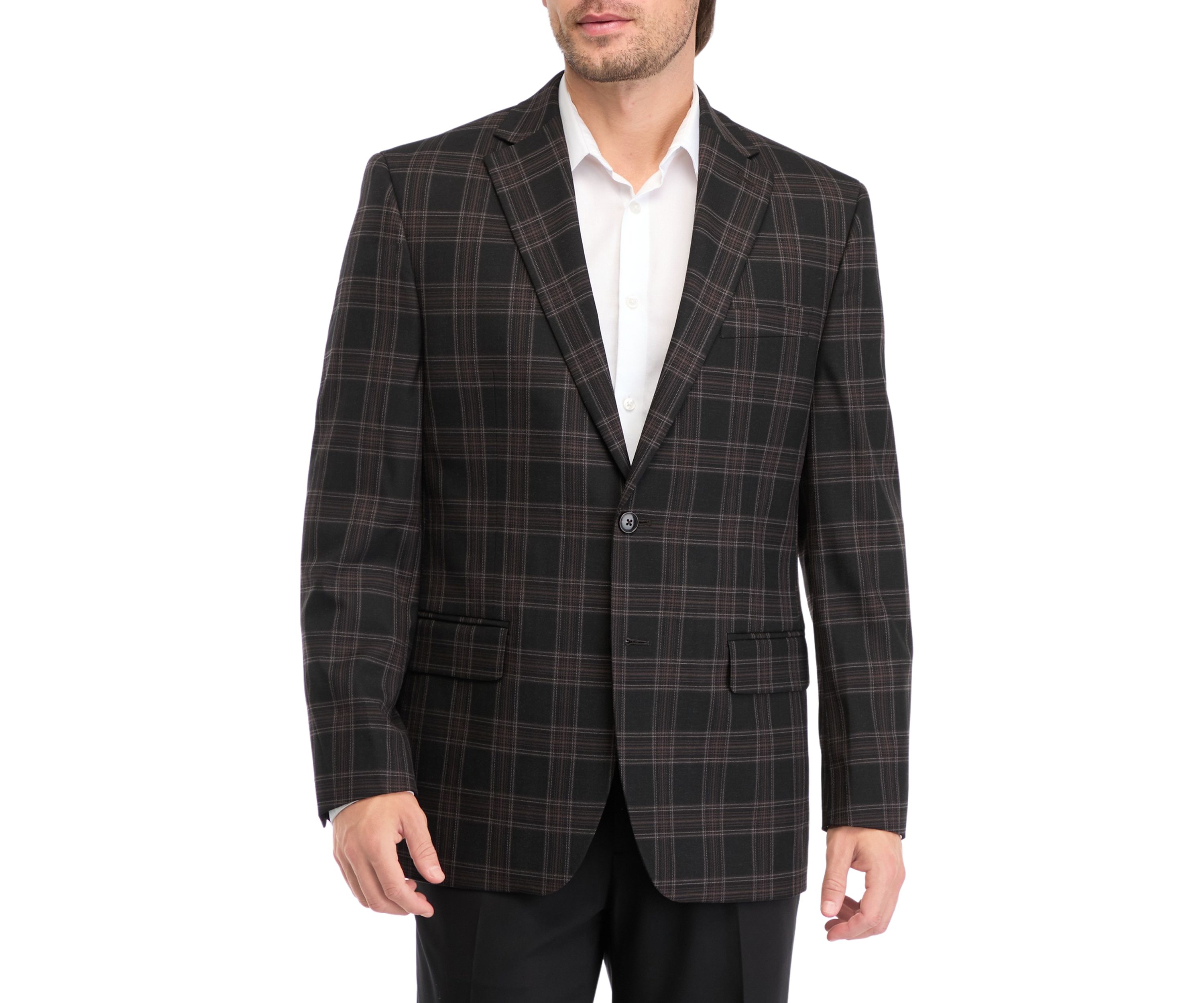 Black Brown Plaid Sport Coat 