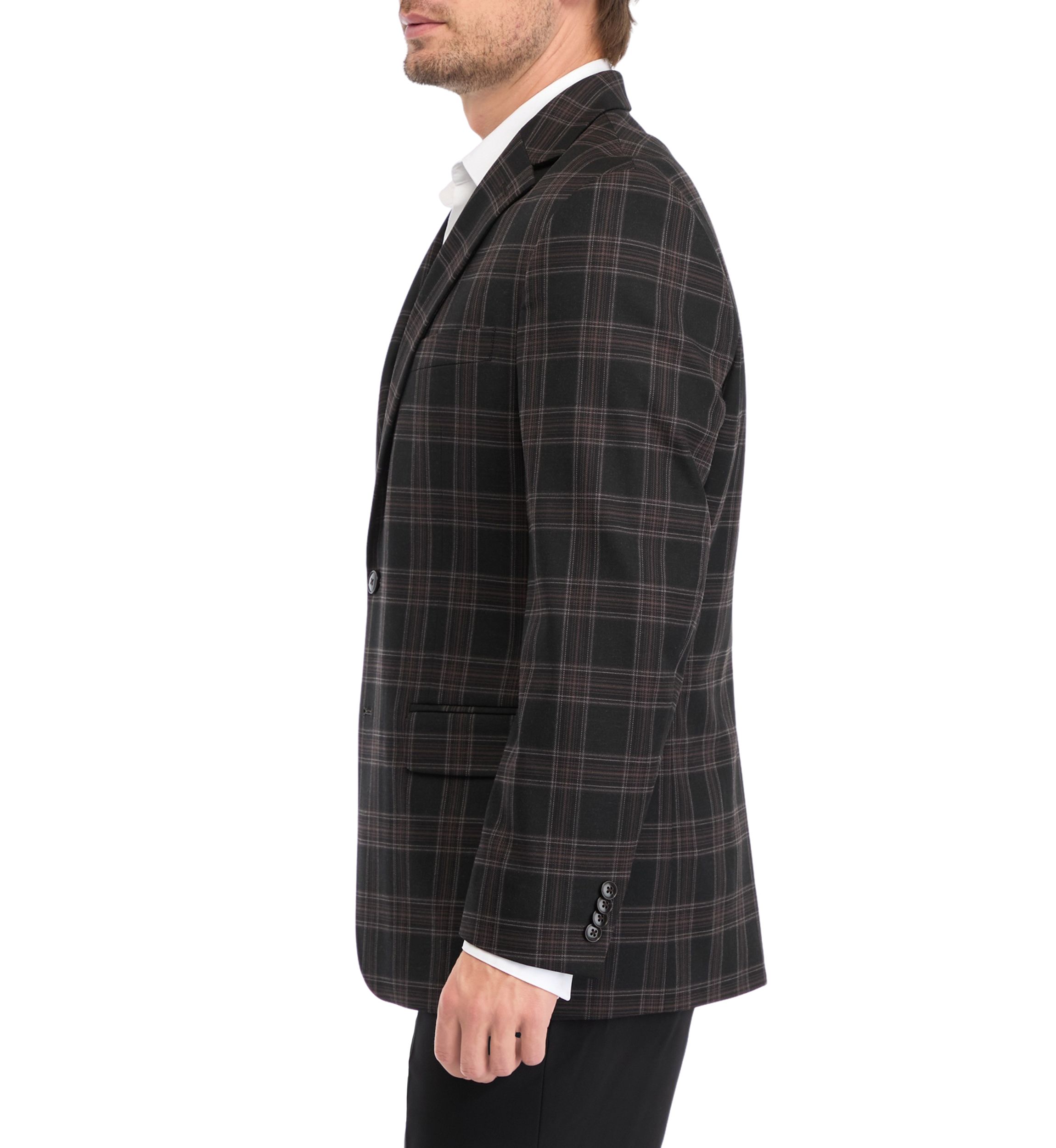 Black Brown Plaid Sport Coat 