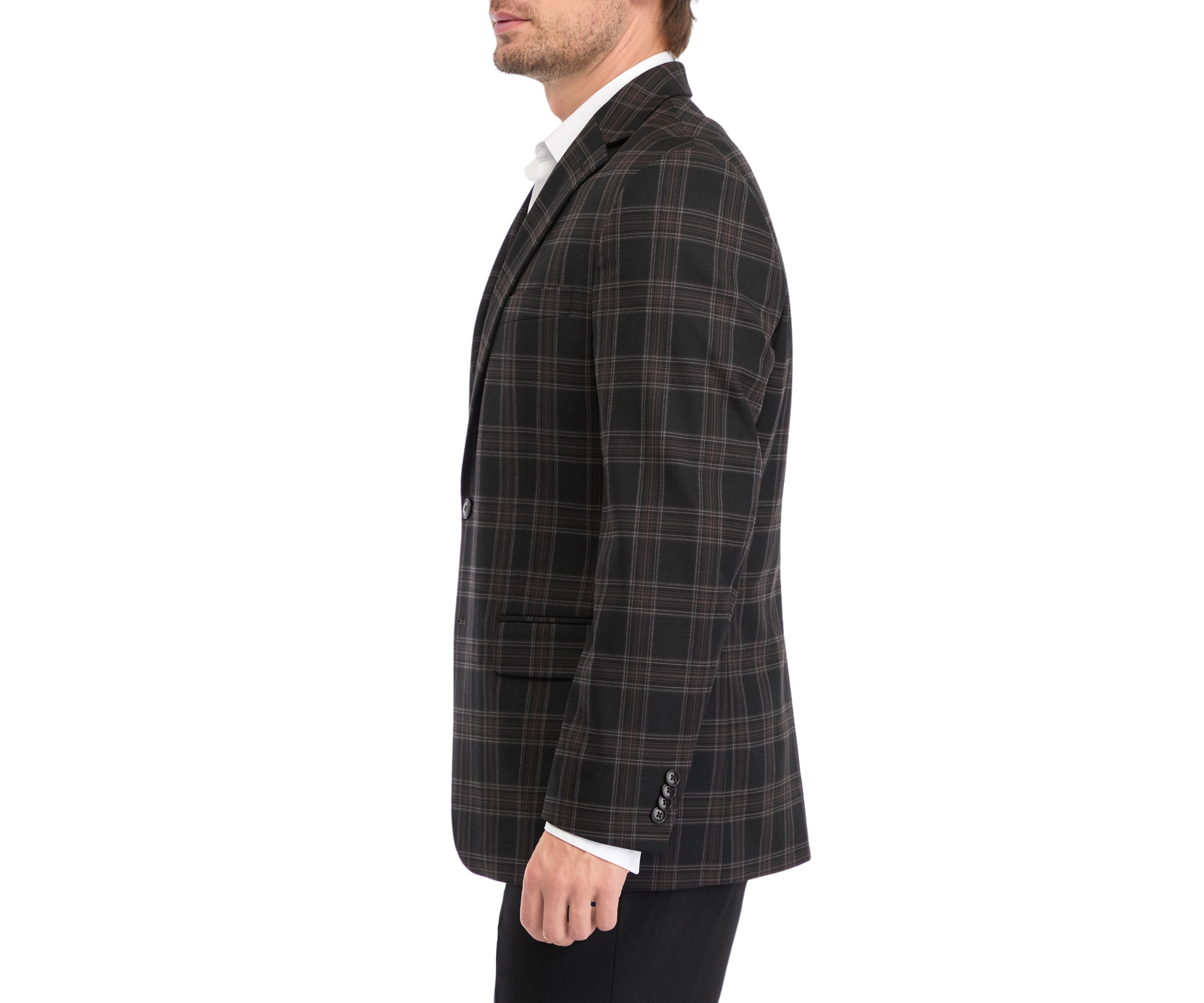 Black Brown Plaid Sport Coat 