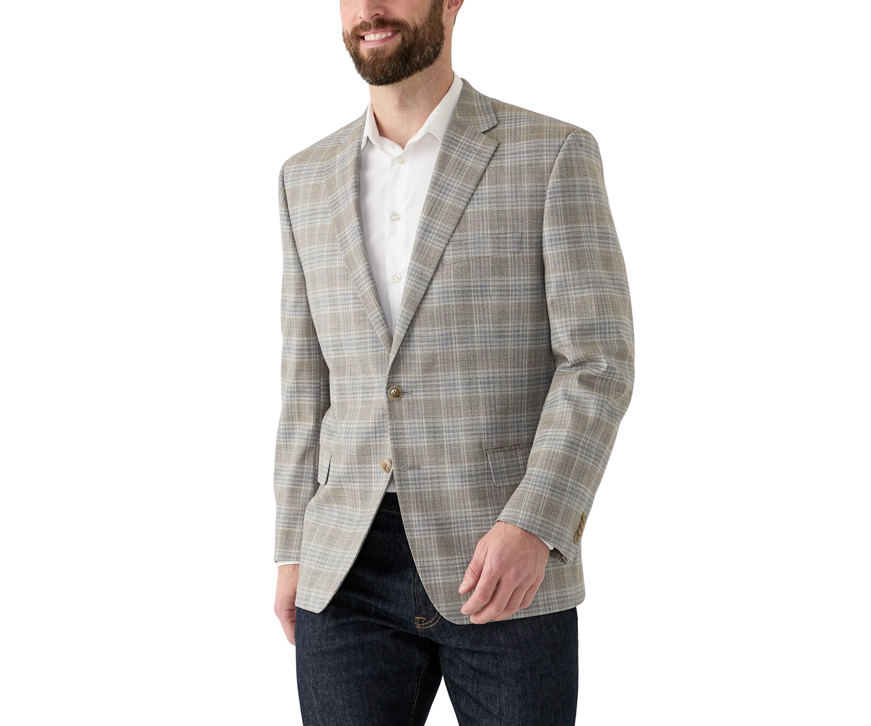 Single Breasted Plaid Classic Sport Coat