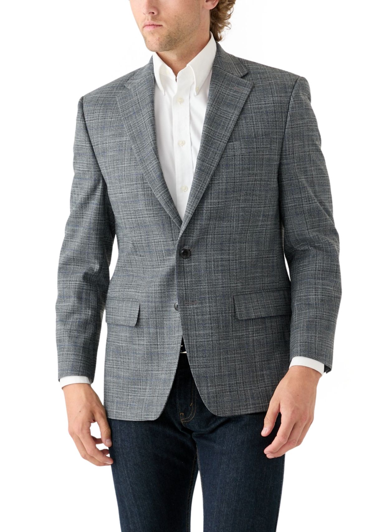 Gray Plaid Printed Sportcoat