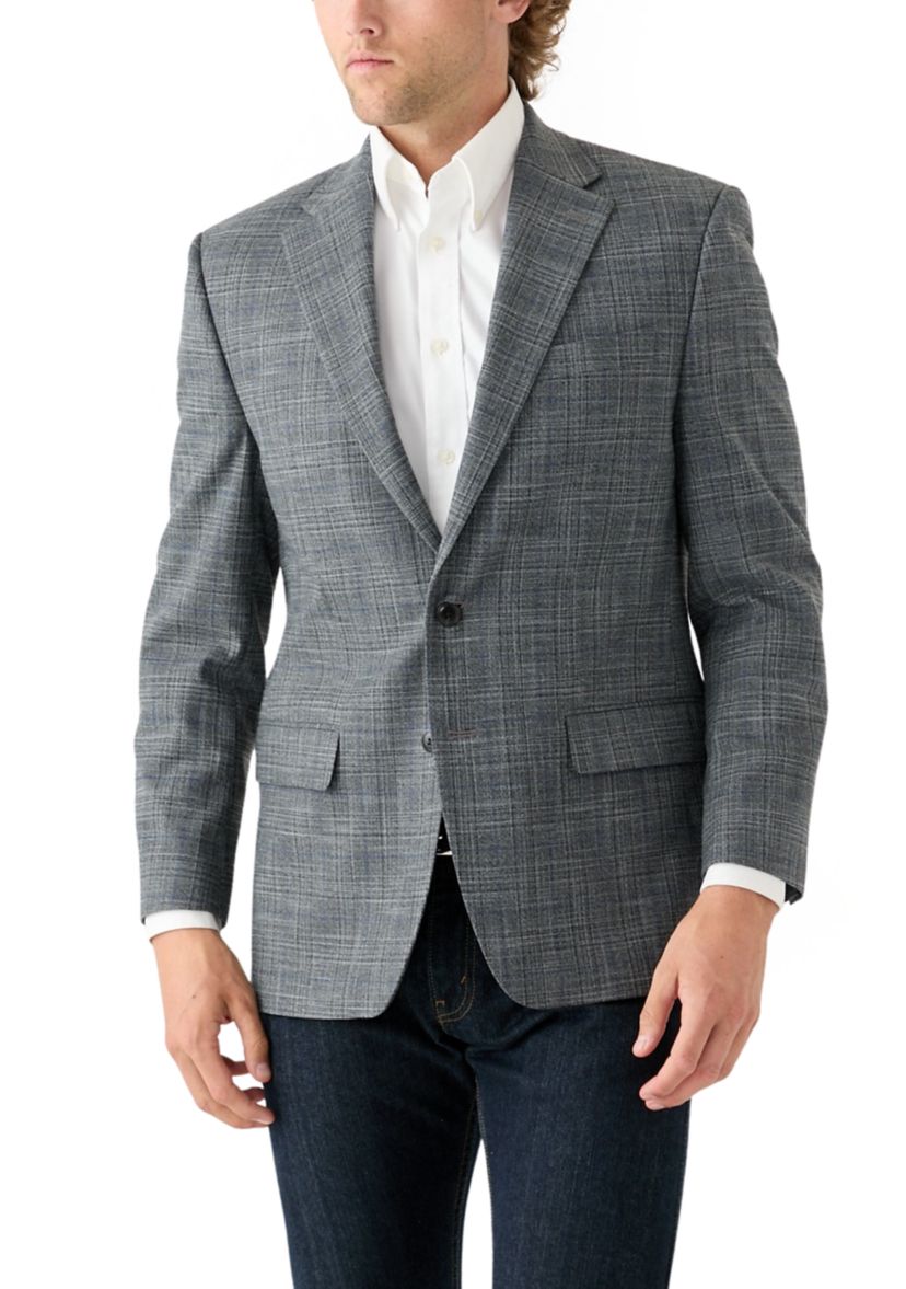 Gray Plaid Printed Sportcoat