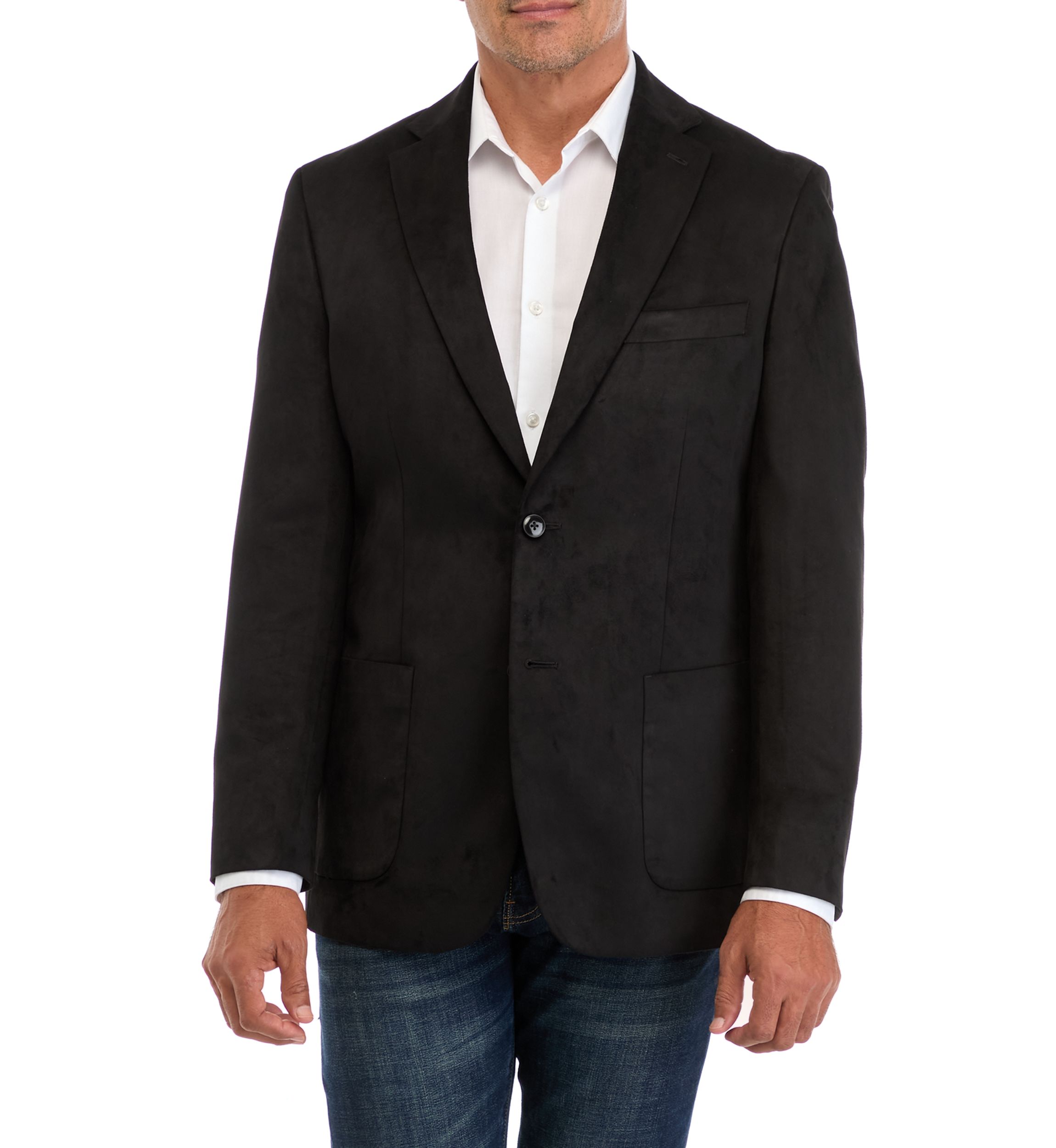 Single Breasted 2-Button Faux Suede Sport Coat