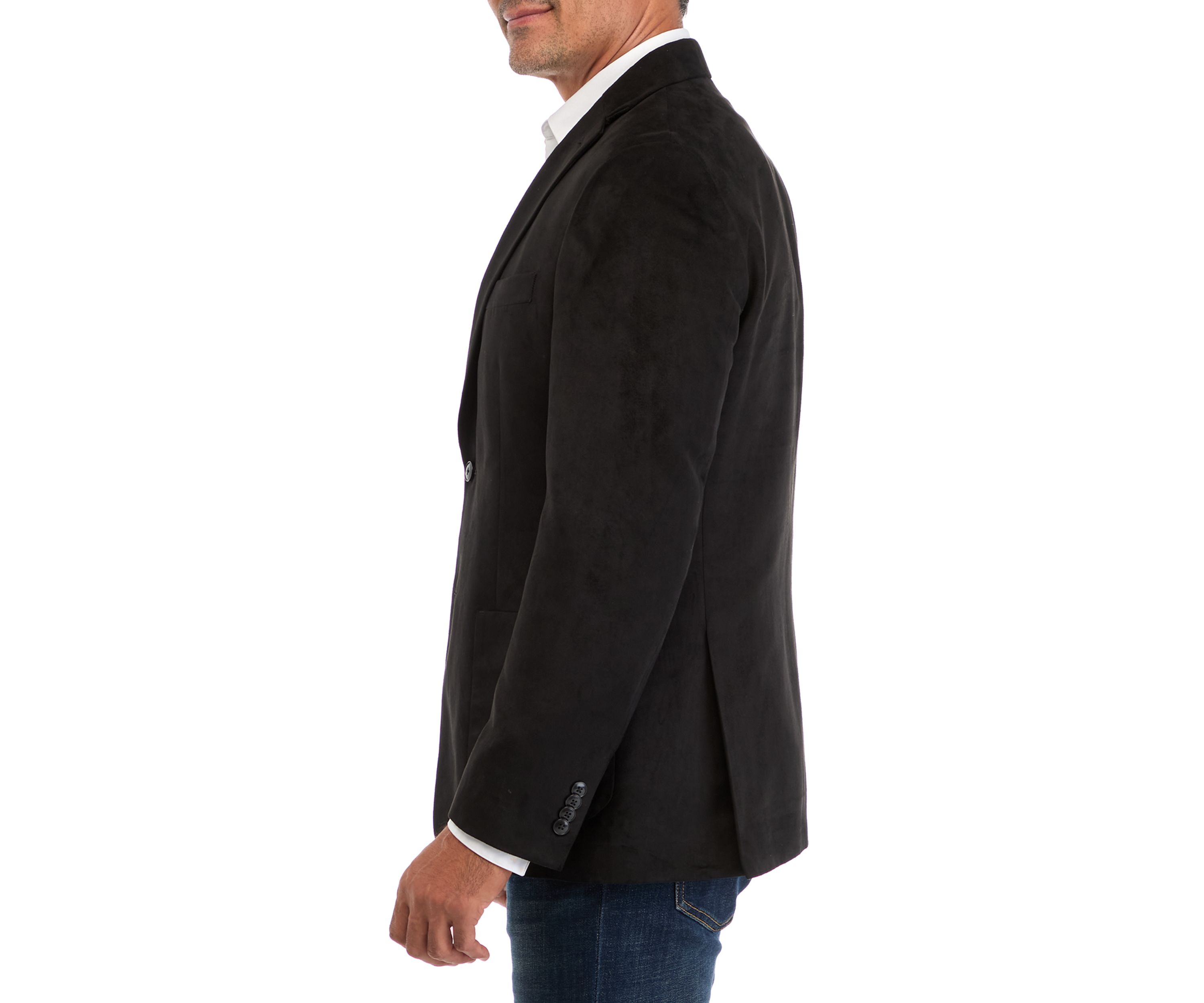 Single Breasted 2-Button Faux Suede Sport Coat