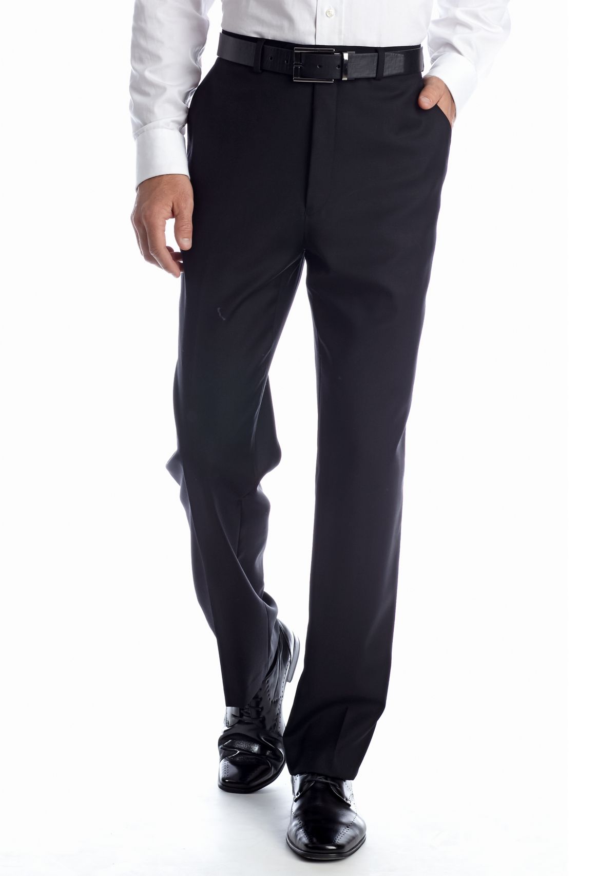 Classic Fit Black Solid Suit Separate  Pants