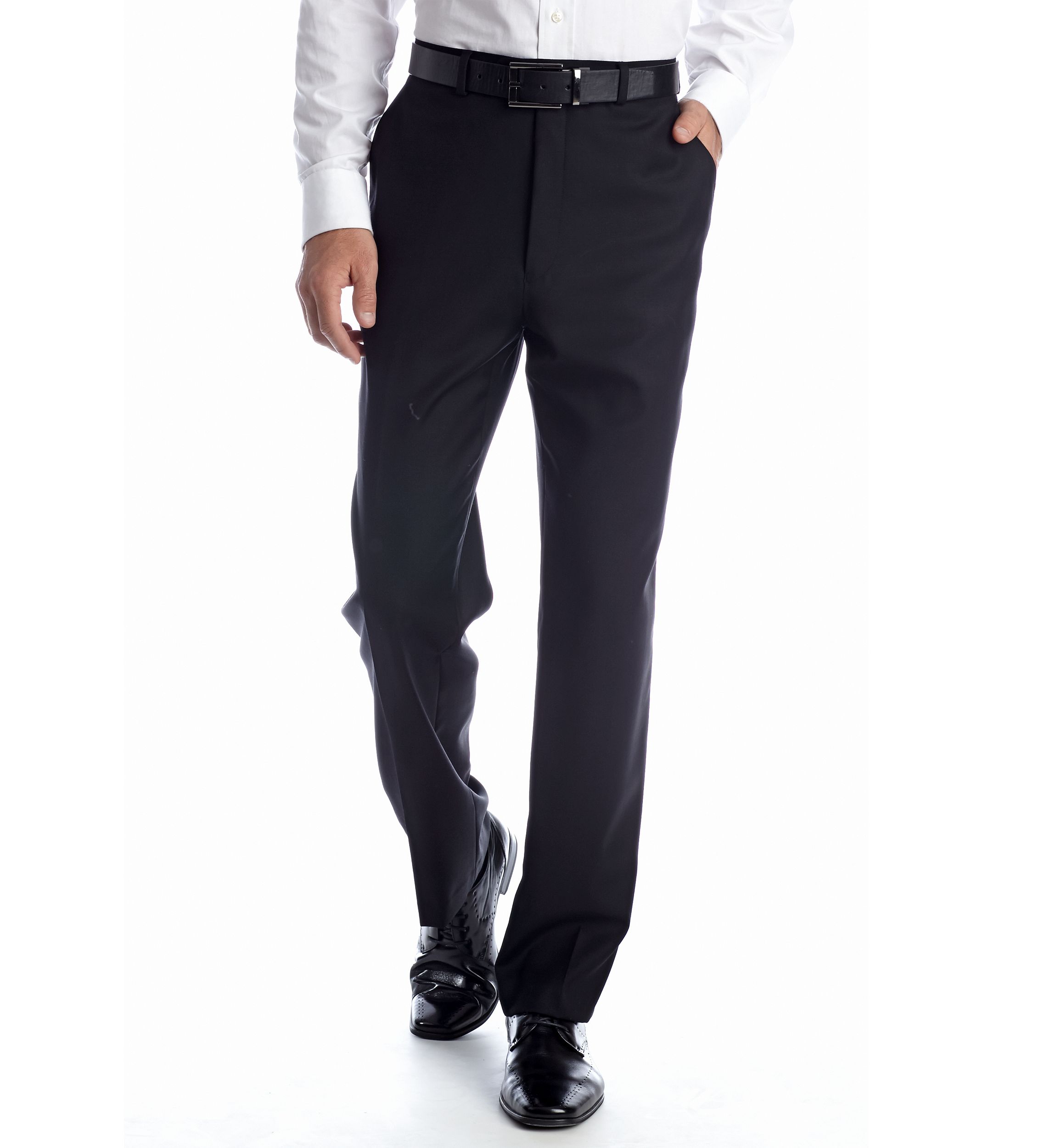 Classic Fit Black Solid Suit Separate  Pants