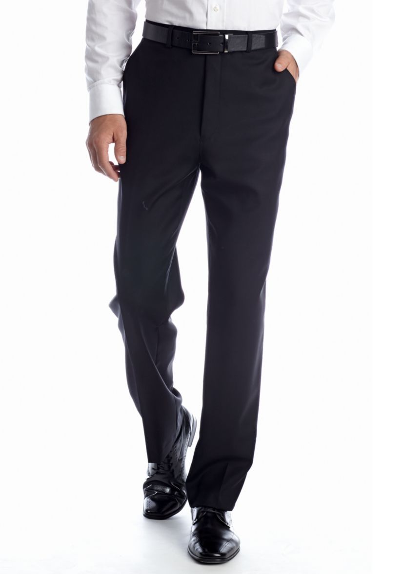 Classic Fit Black Solid Suit Separate  Pants