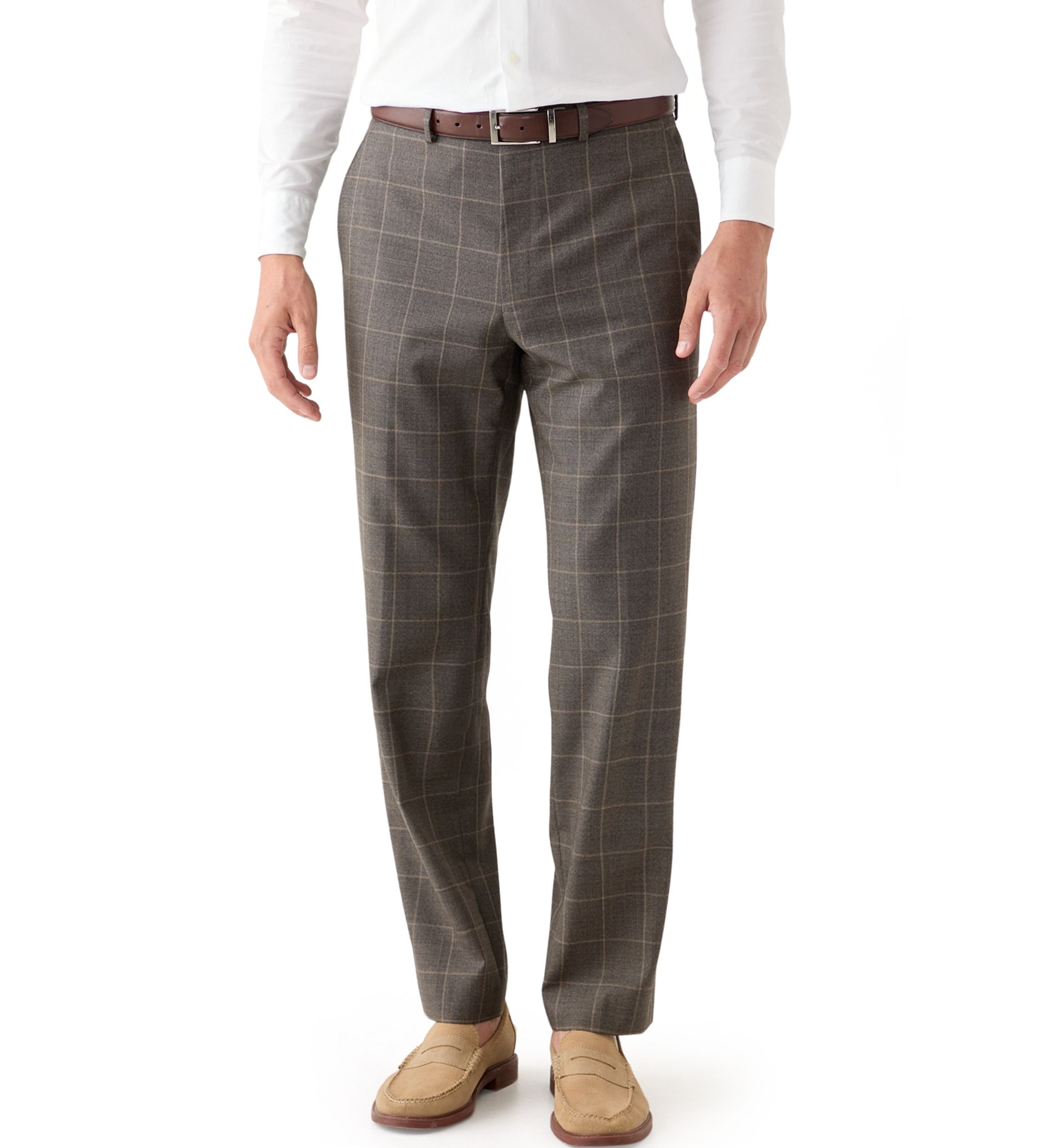 Tonal Brown Windowpane Suit Separate Pants