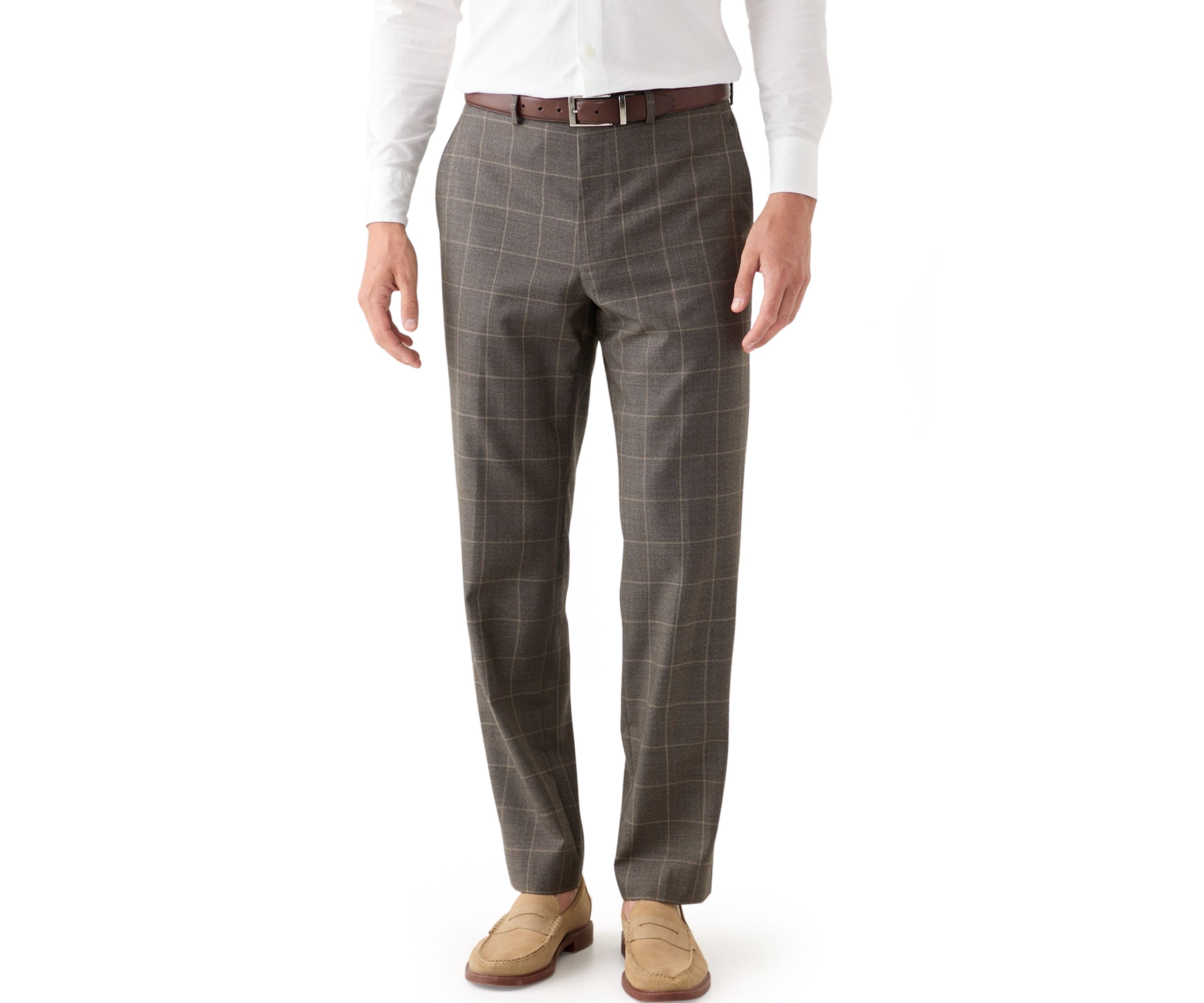 Tonal Brown Windowpane Suit Separate Pants