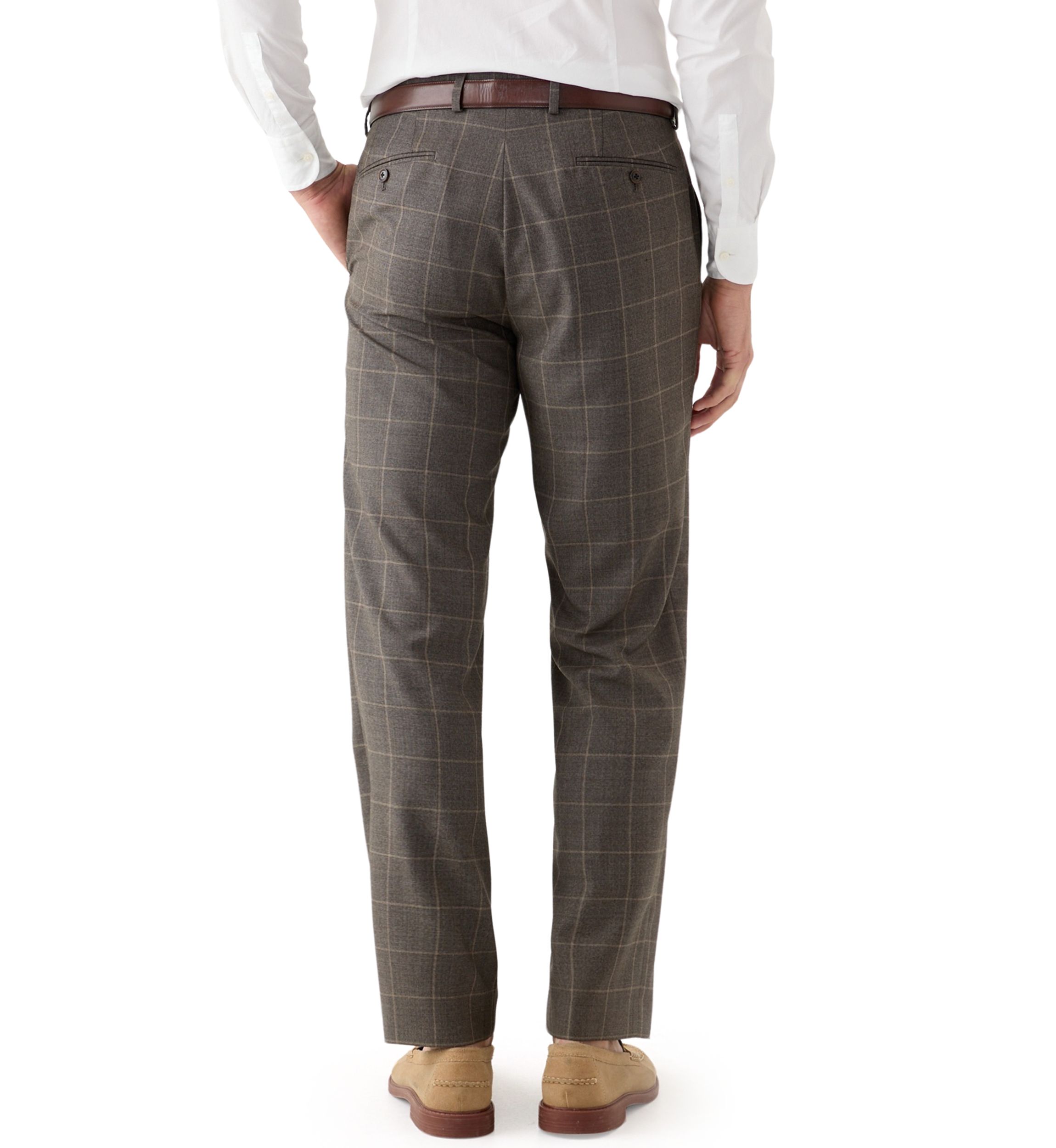 Tonal Brown Windowpane Suit Separate Pants