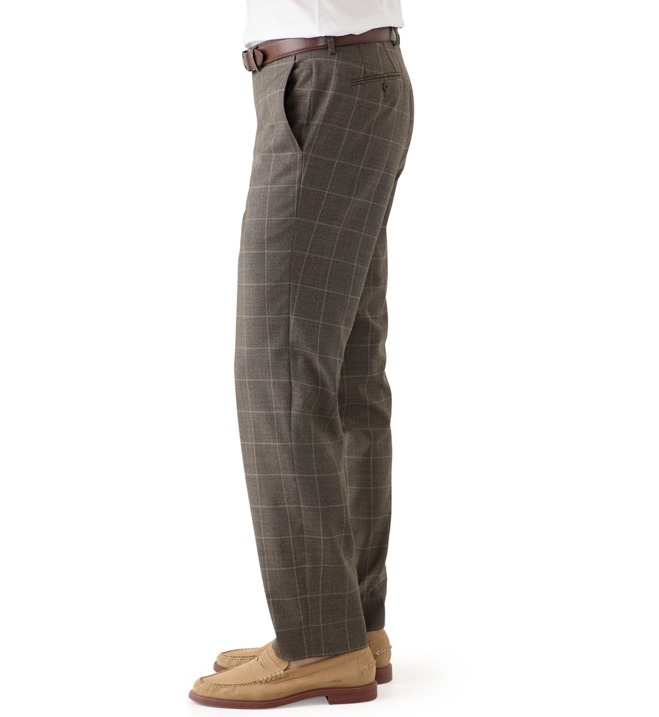 Tonal Brown Windowpane Suit Separate Pants