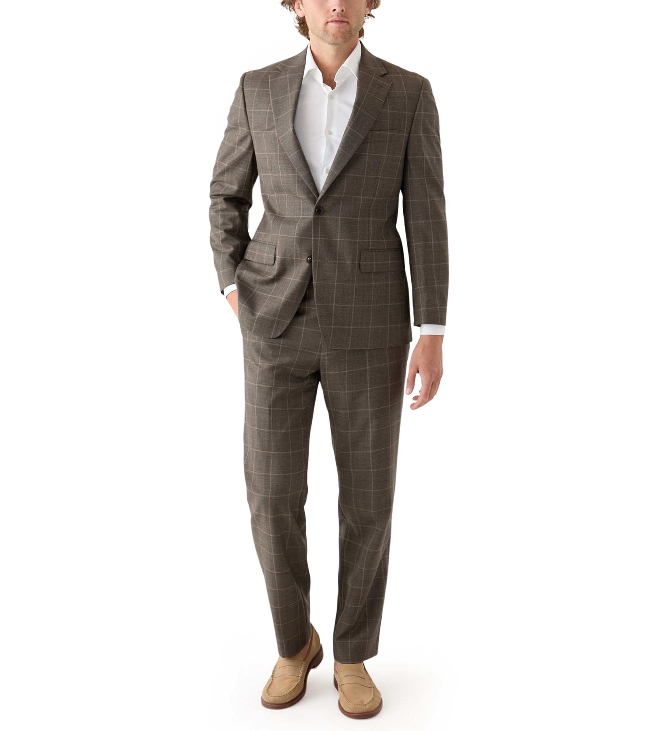Tonal Brown Windowpane Suit Separate Pants