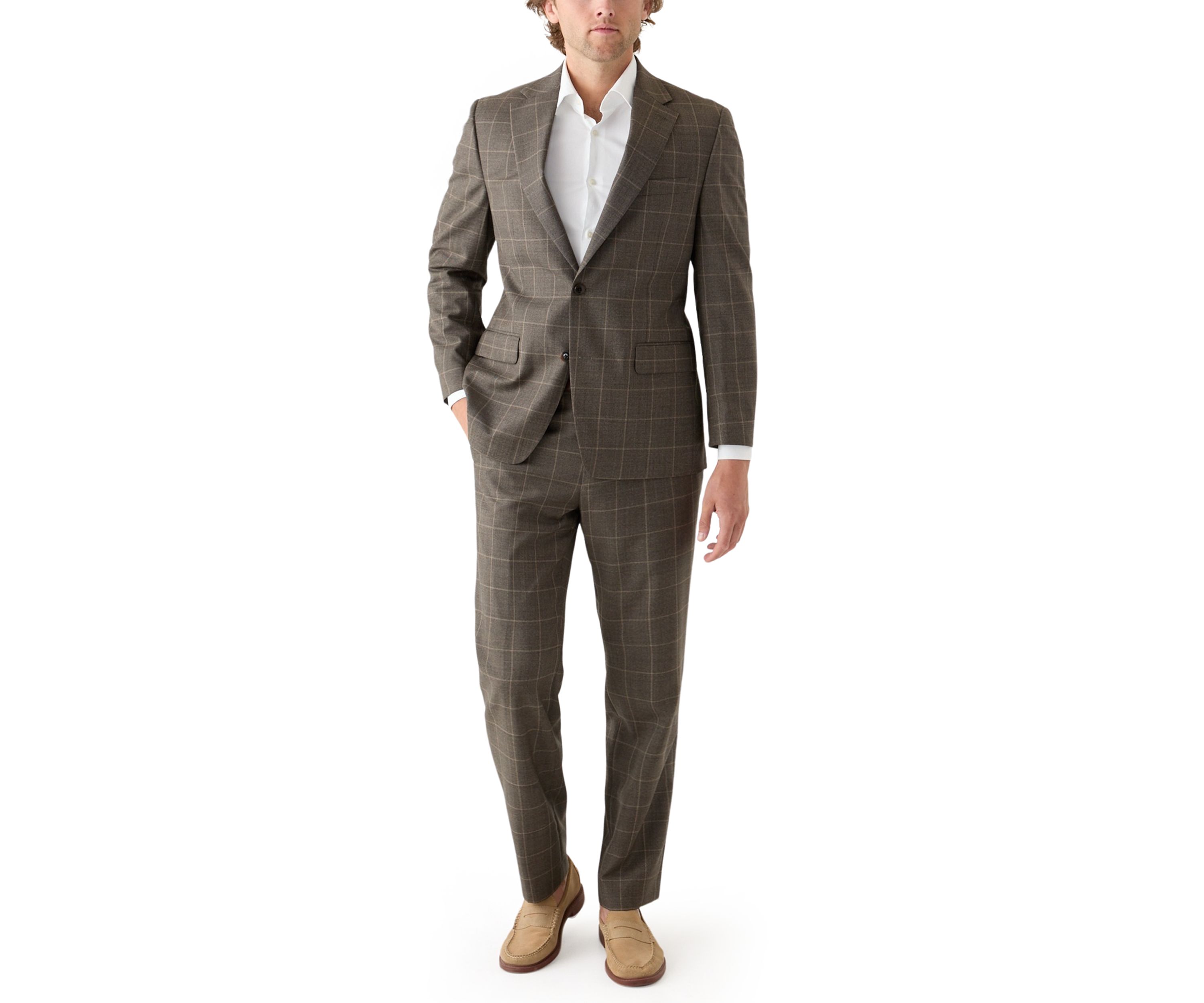 Tonal Brown Windowpane Suit Separate Pants