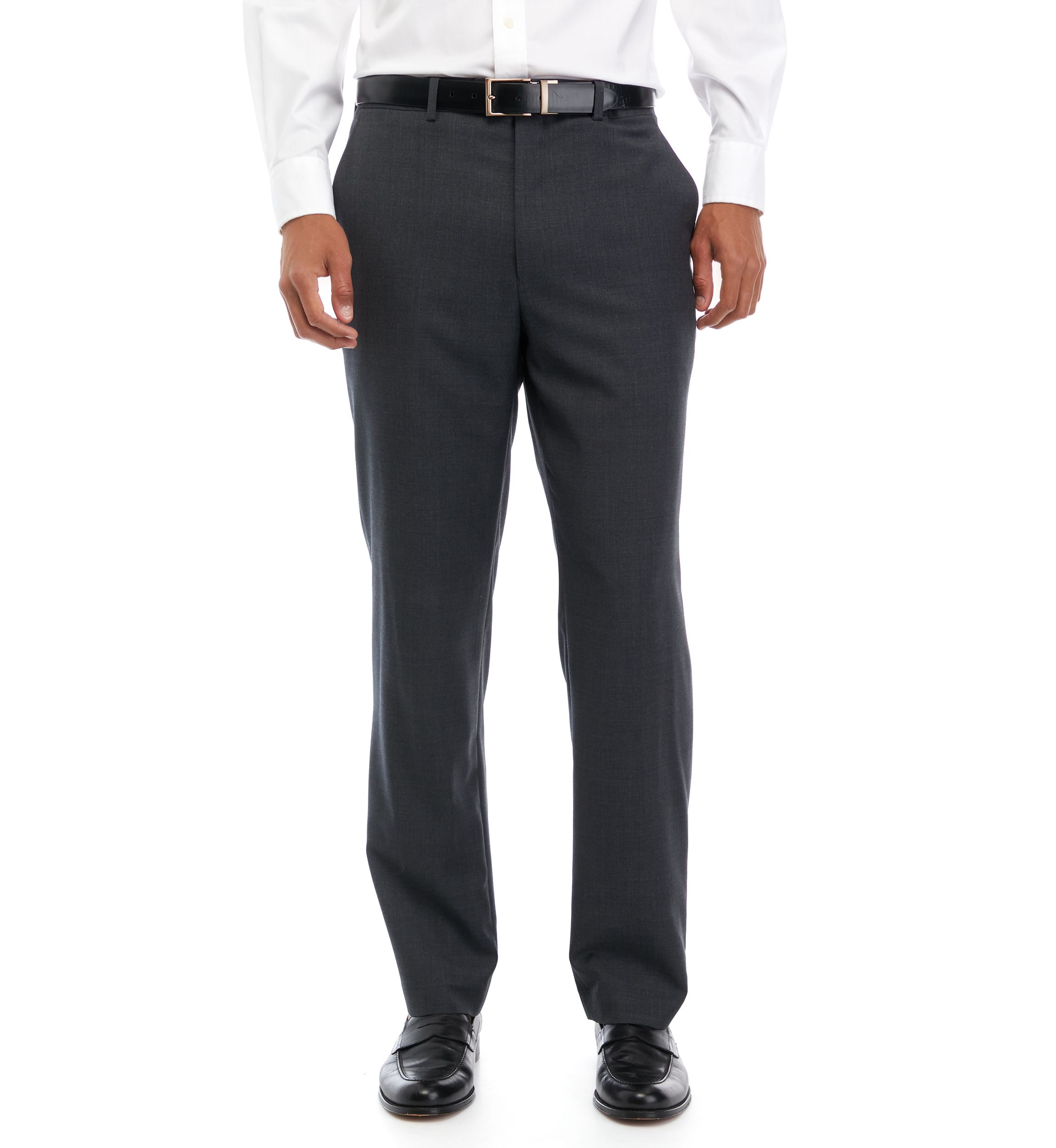 Mens Gray Solid Suit Pants