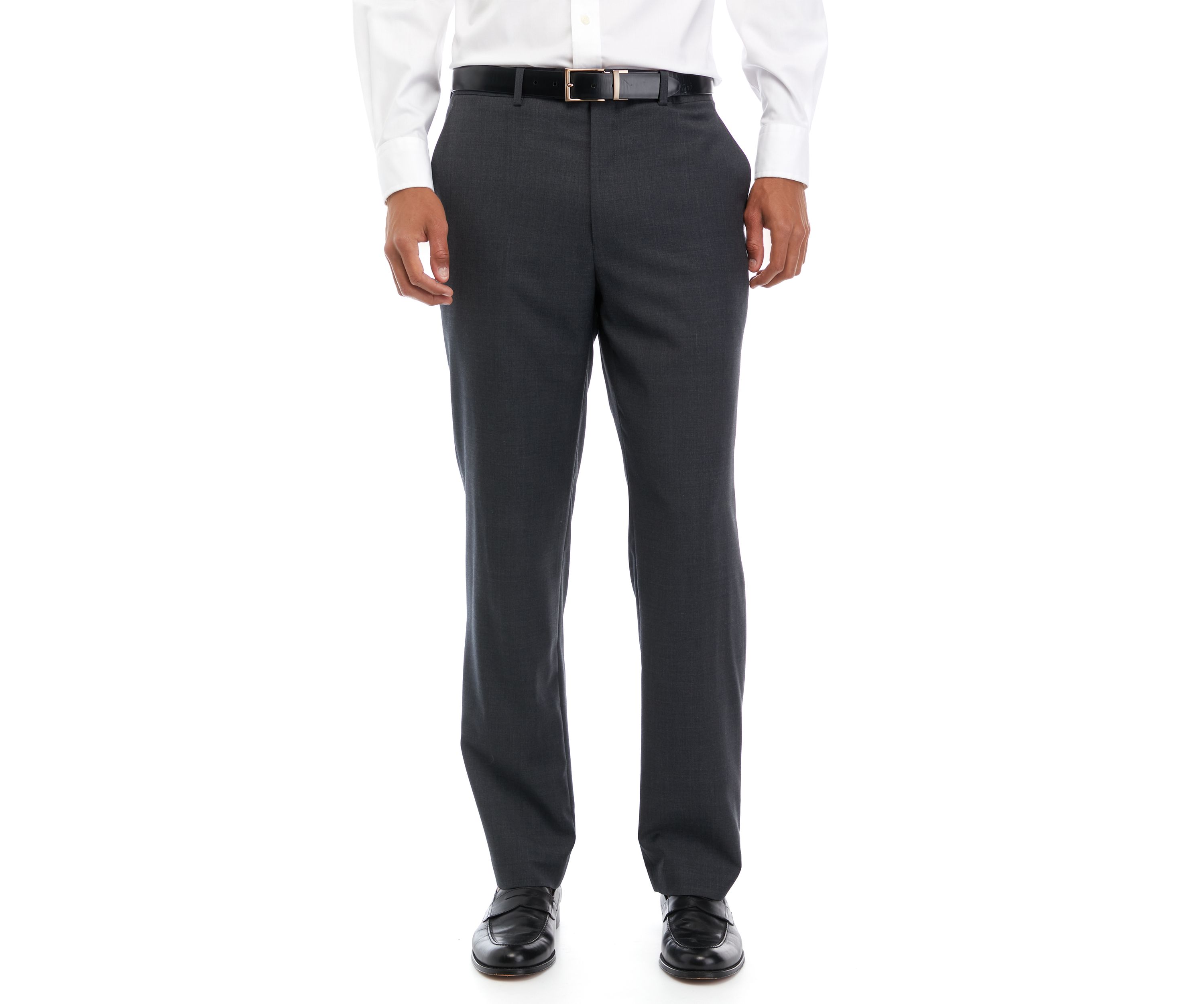 Mens Gray Solid Suit Pants