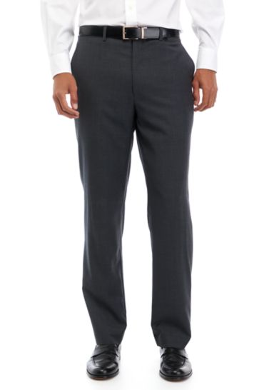 Men's Gray Solid Suit Pants