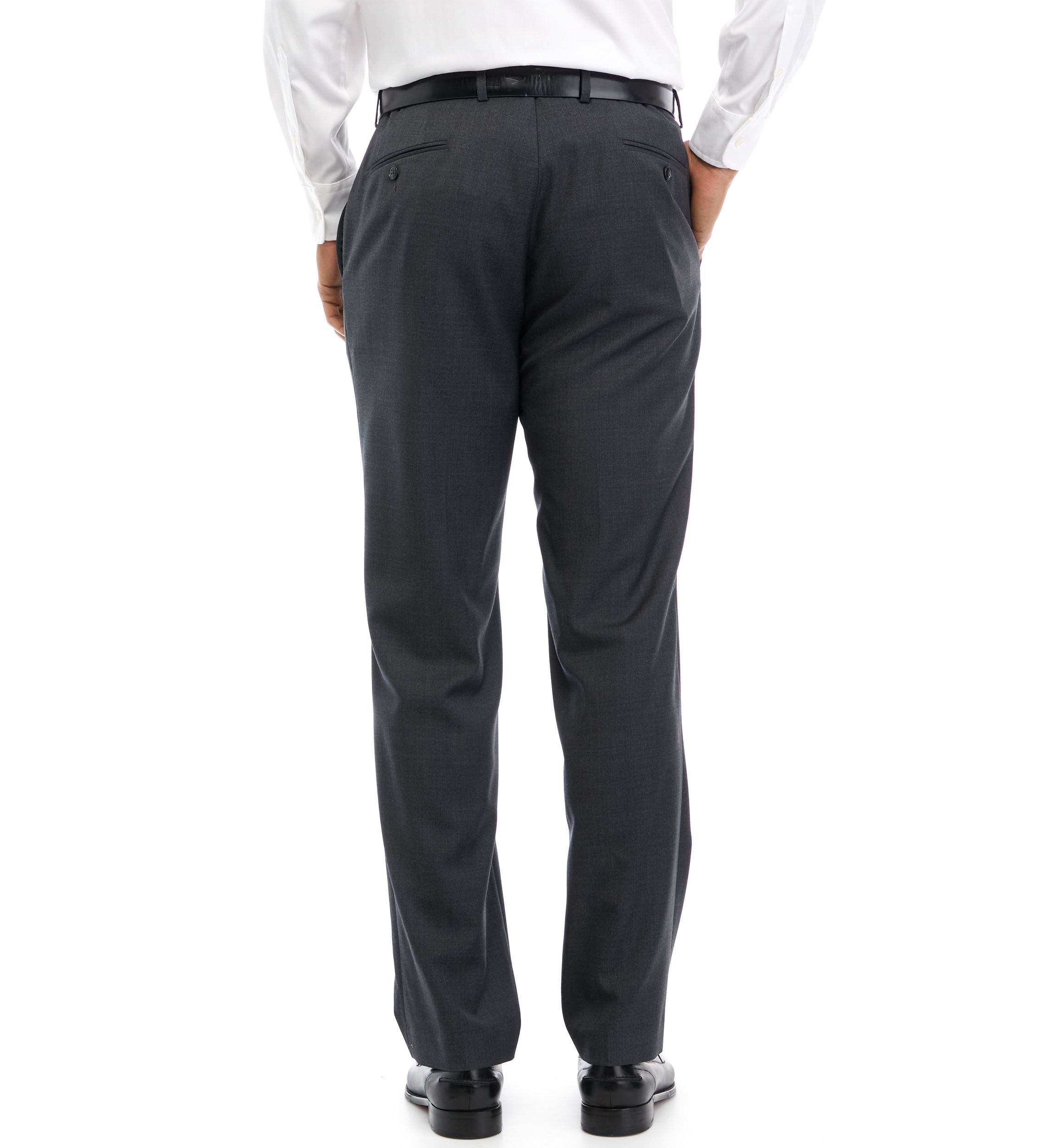Mens Gray Solid Suit Pants