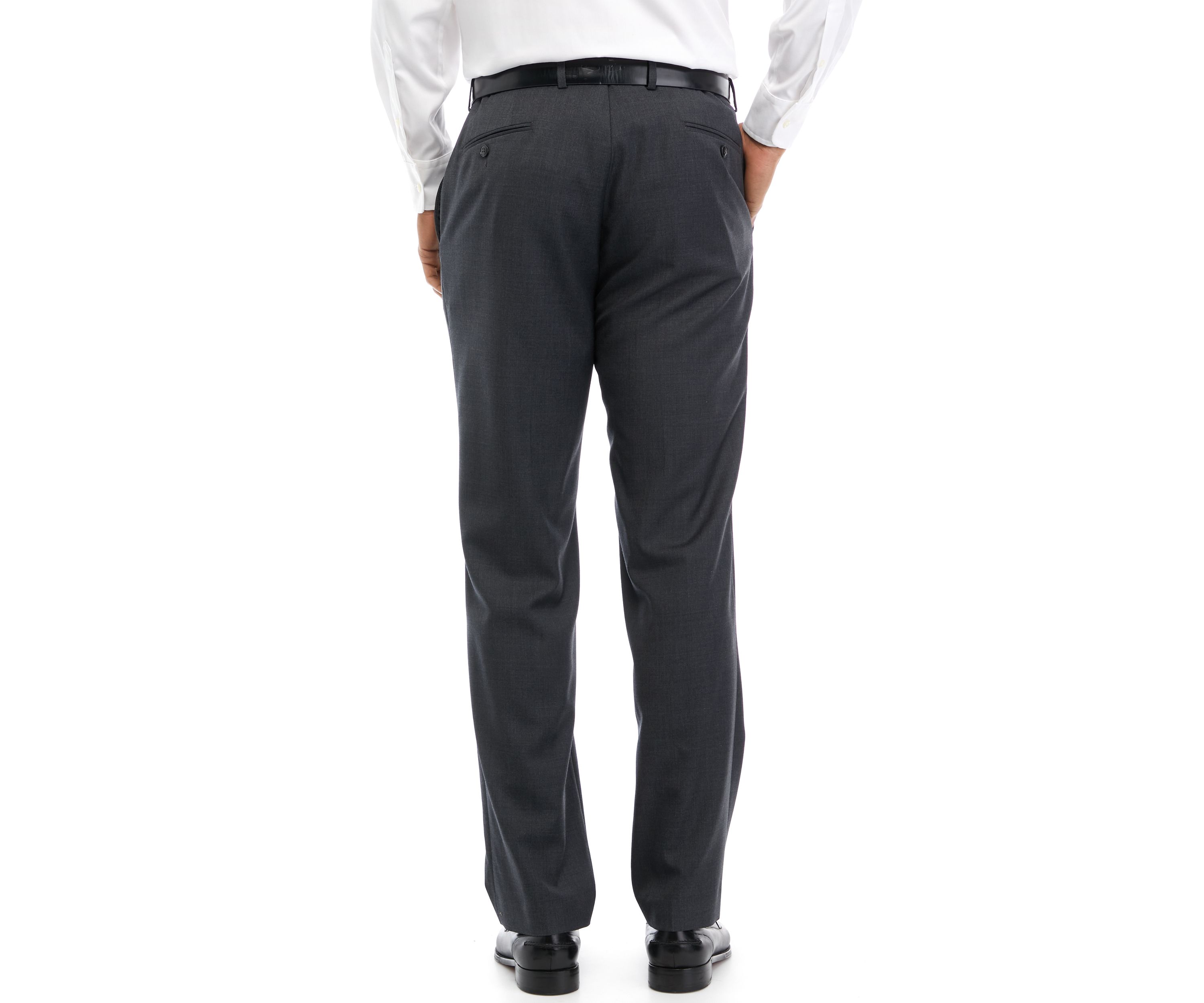 Mens Gray Solid Suit Pants