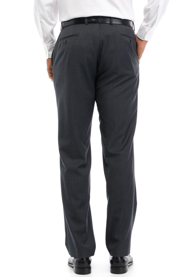 Mens Gray Solid Suit Pants