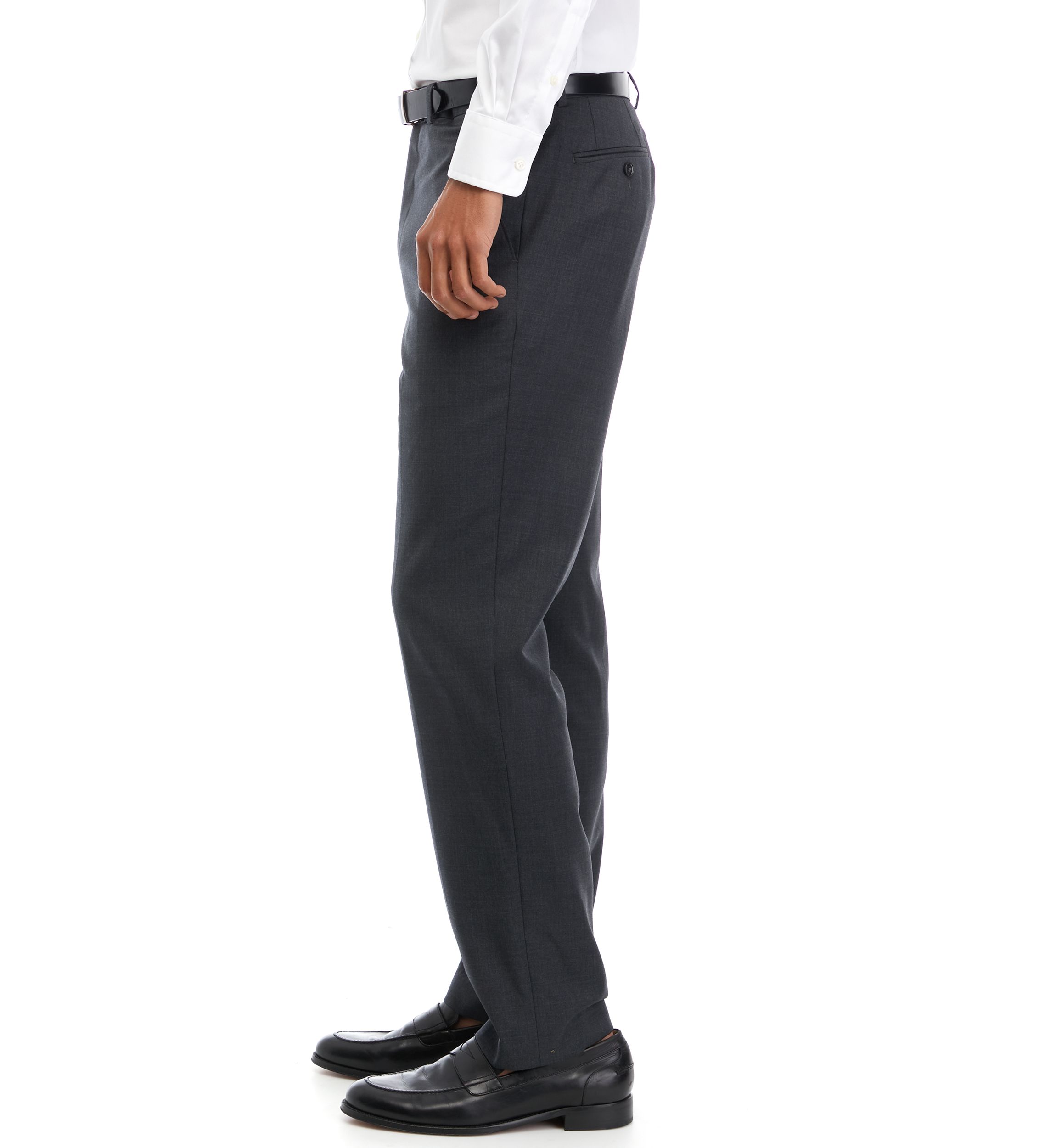 Mens Gray Solid Suit Pants