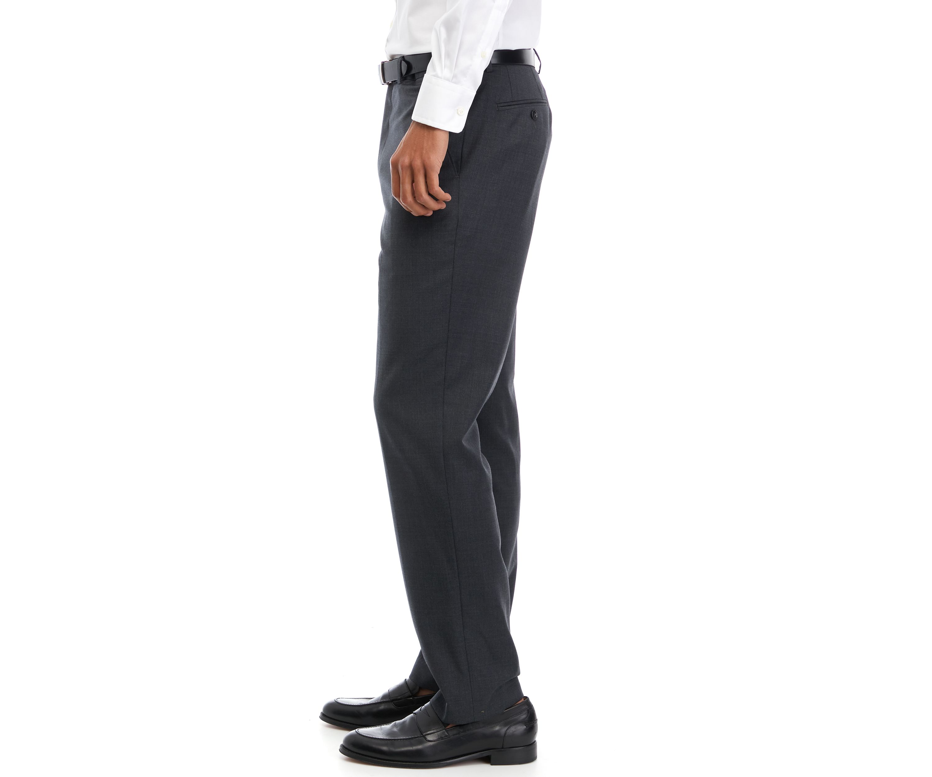 Mens Gray Solid Suit Pants