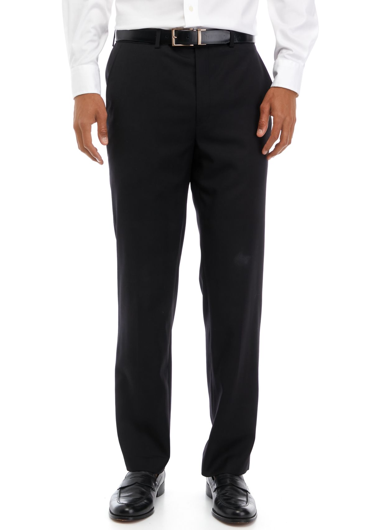 Mens Black Solid Suit Pants