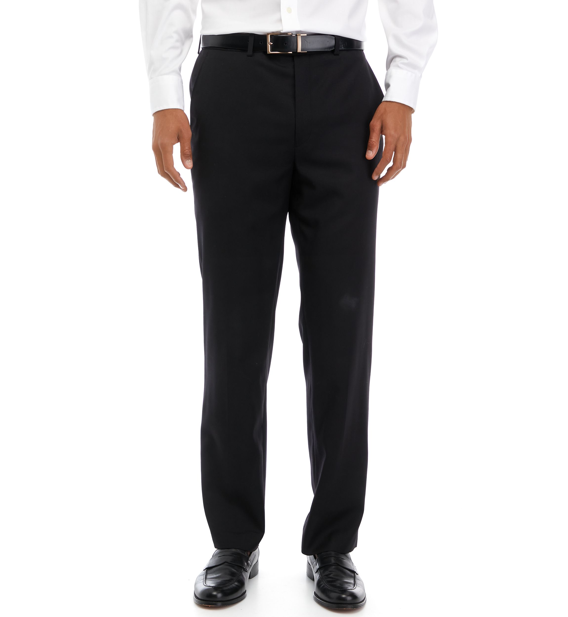 Mens Black Solid Suit Pants