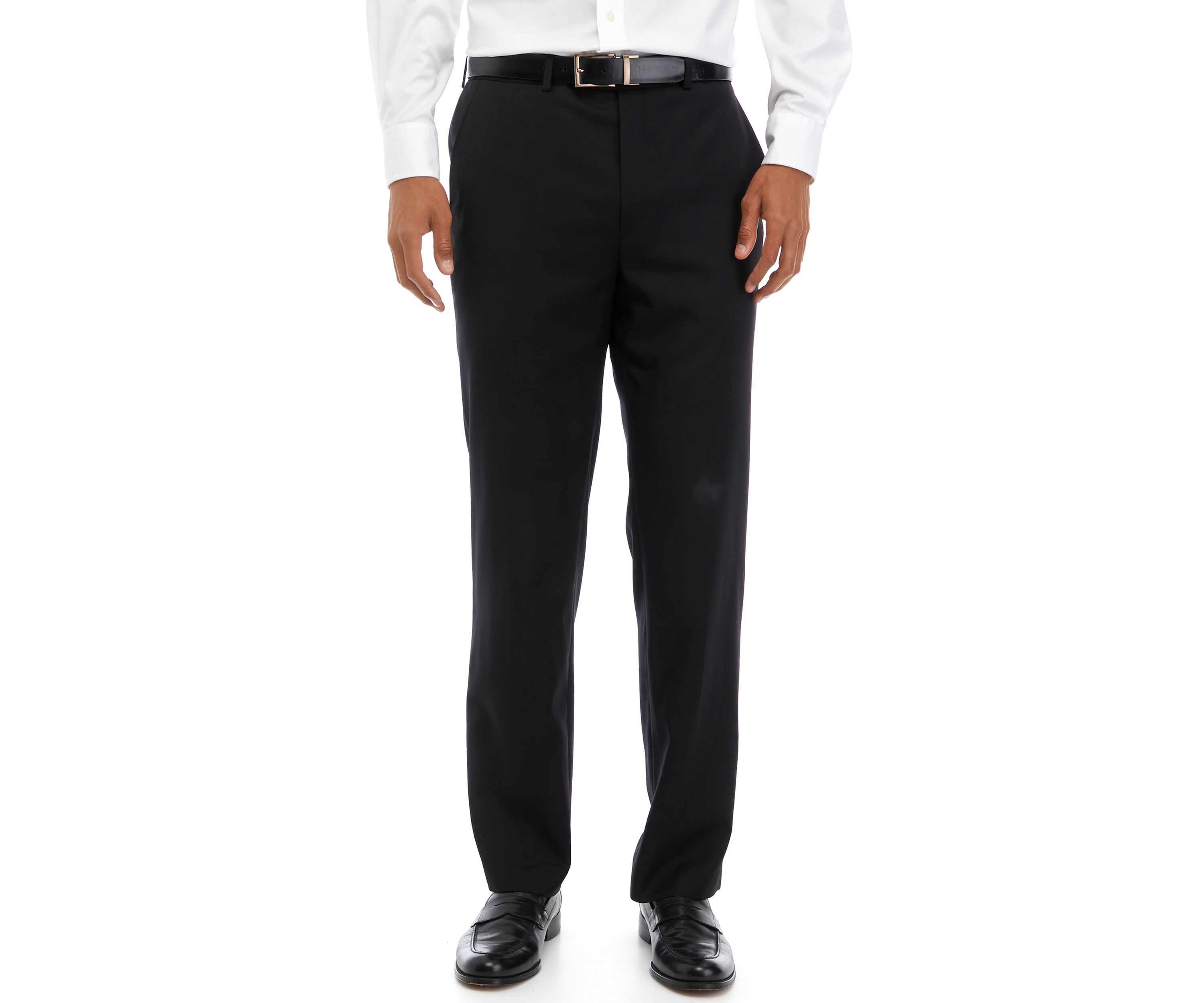 Mens Black Solid Suit Pants