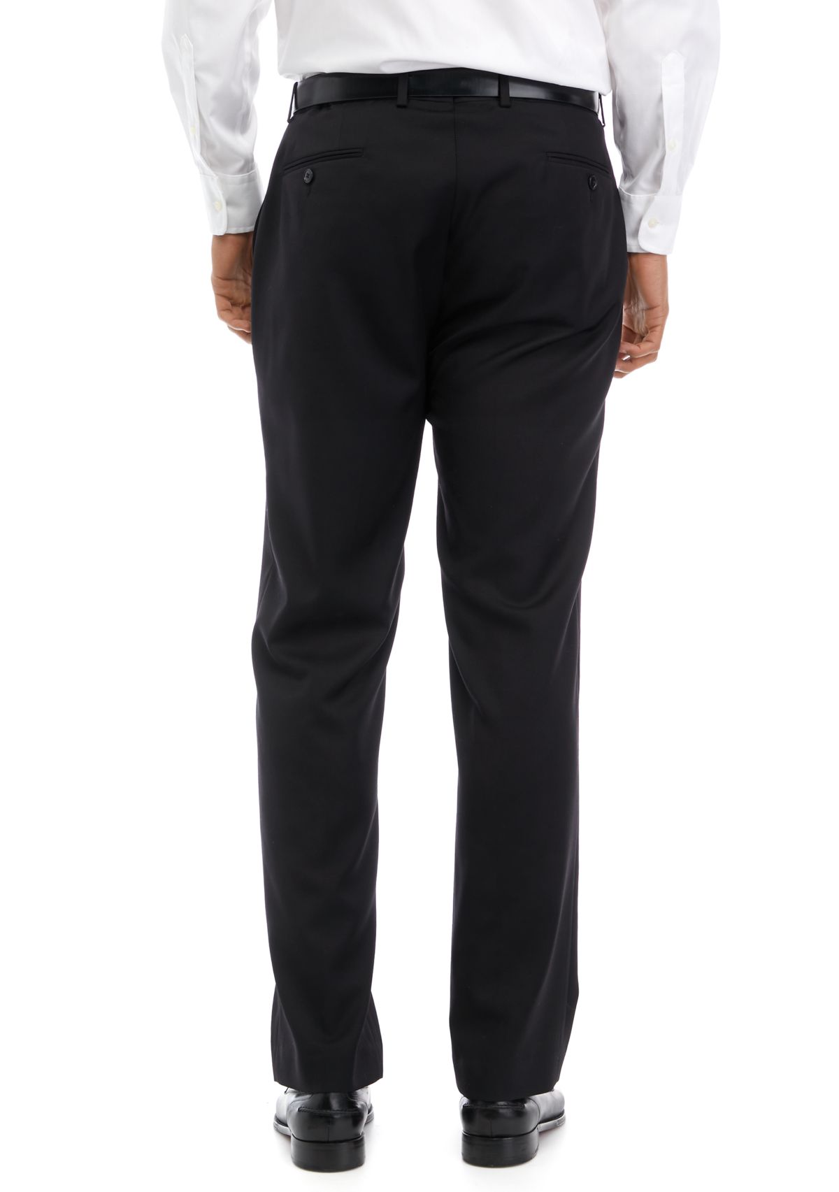 Mens Black Solid Suit Pants