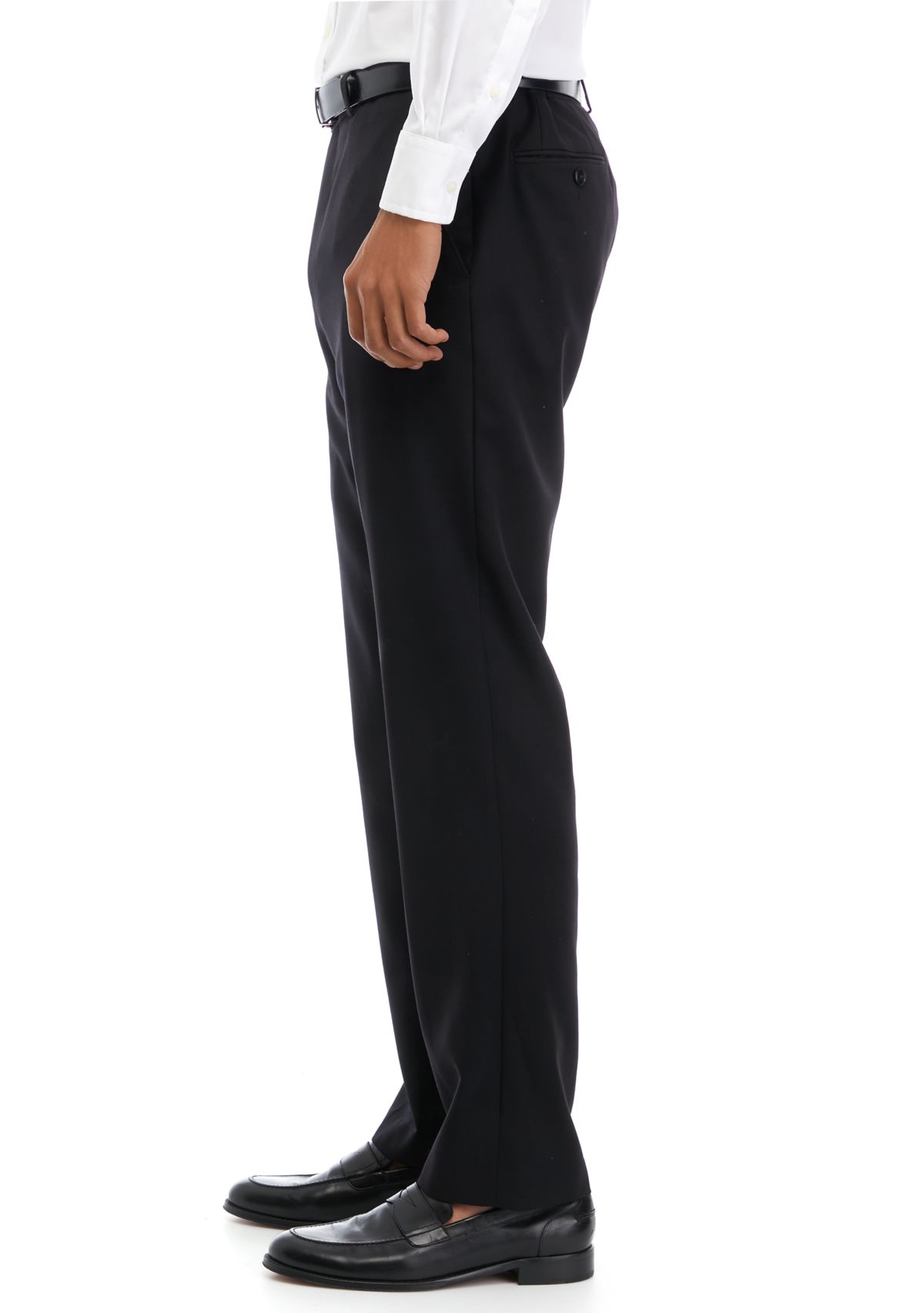Mens Black Solid Suit Pants
