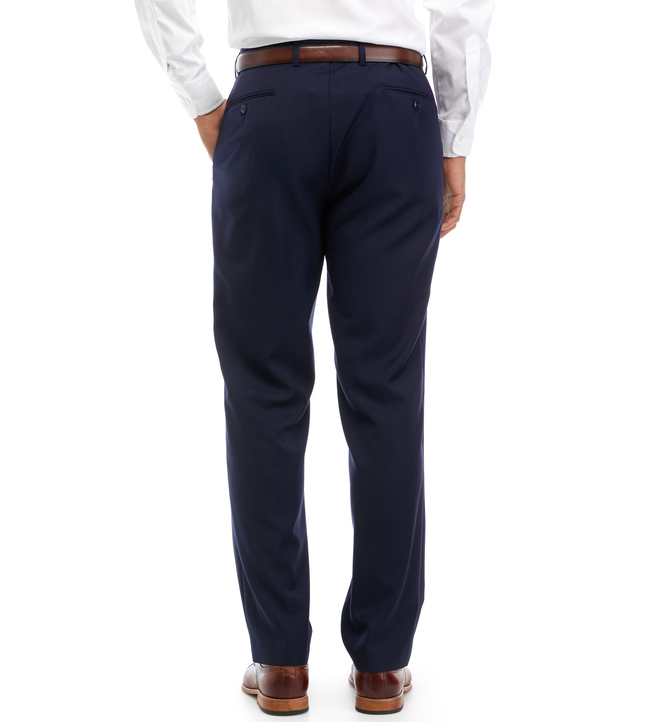 Mens Navy Solid Suit Pants