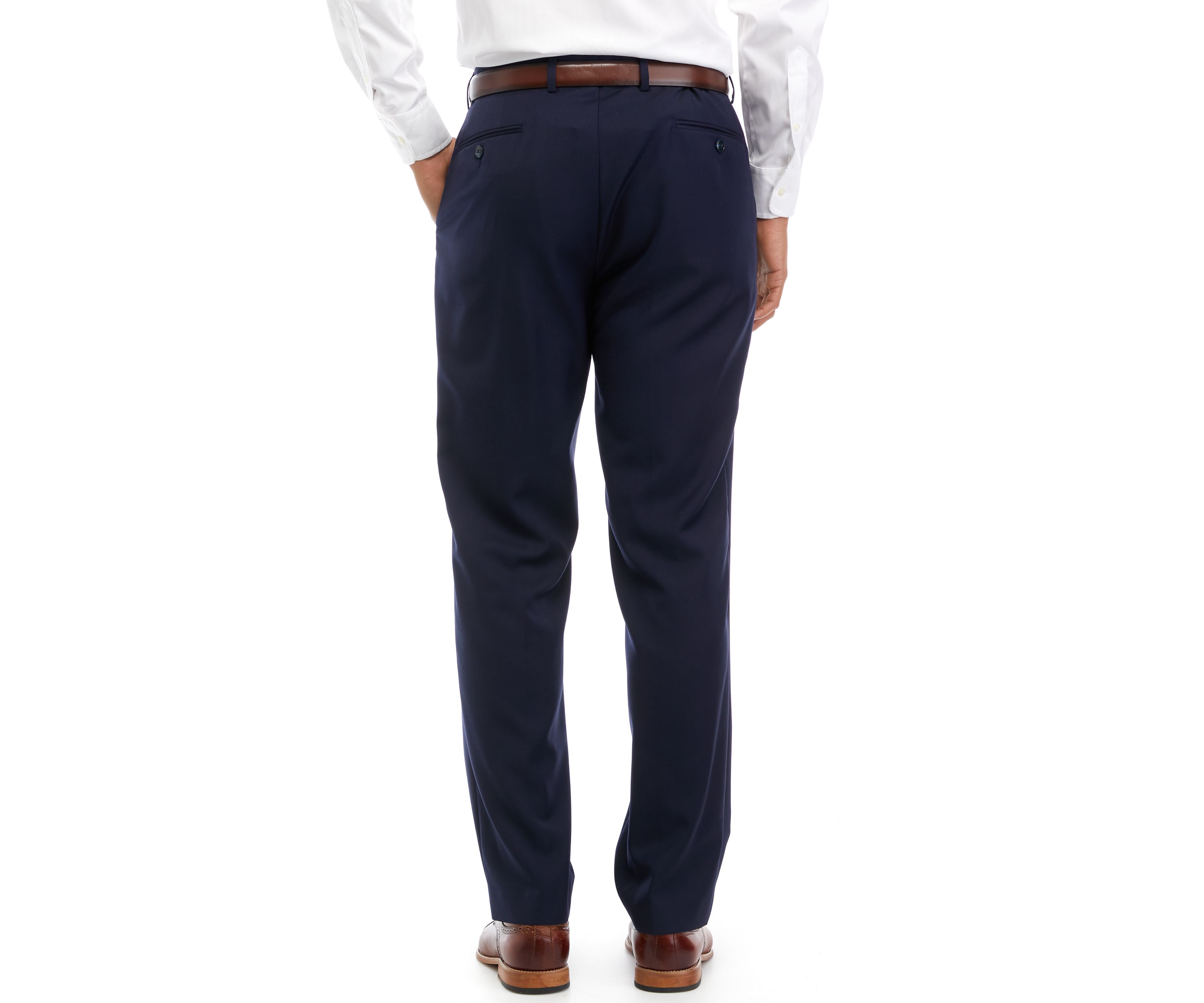 Mens Navy Solid Suit Pants