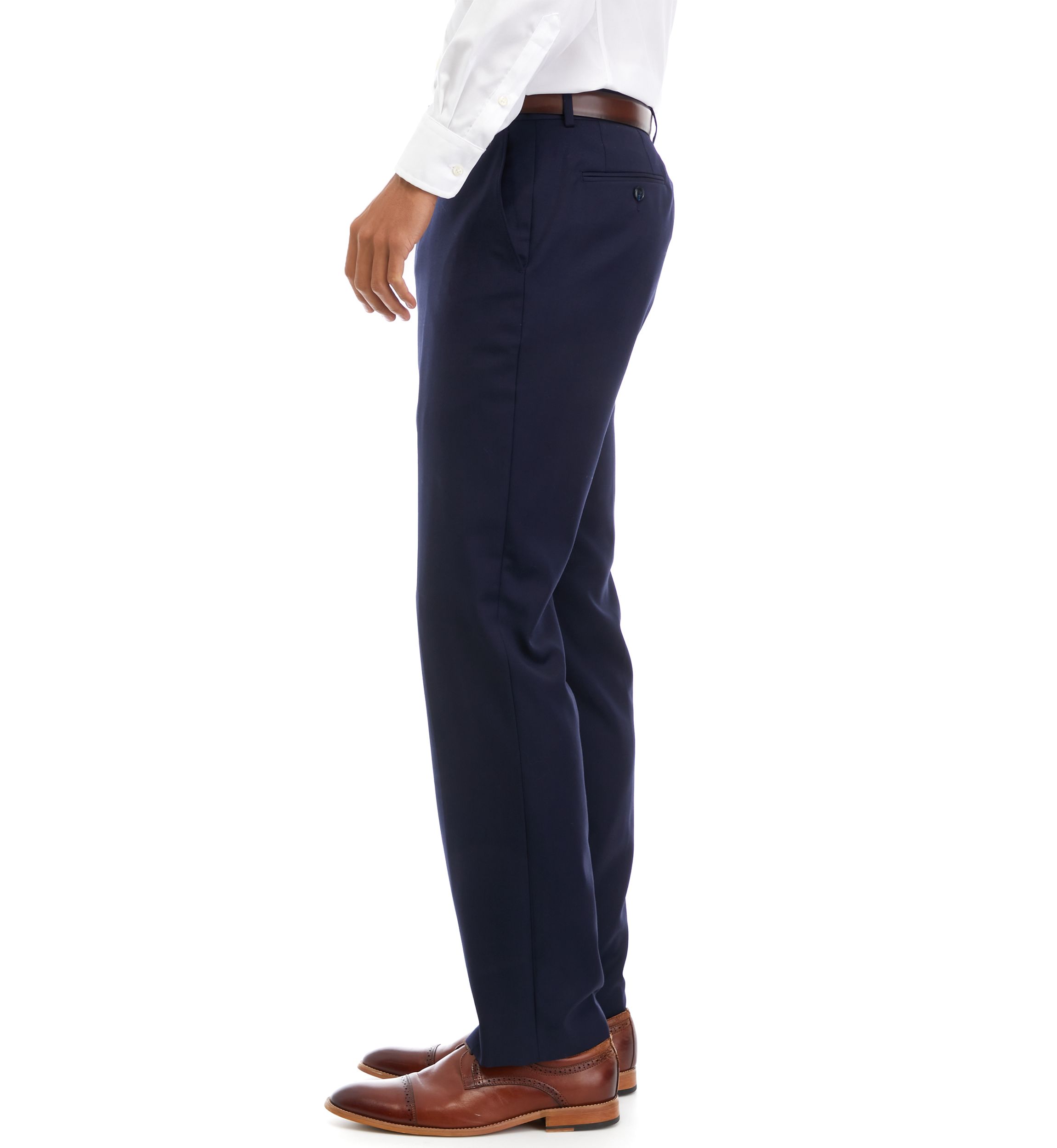 Mens Navy Solid Suit Pants