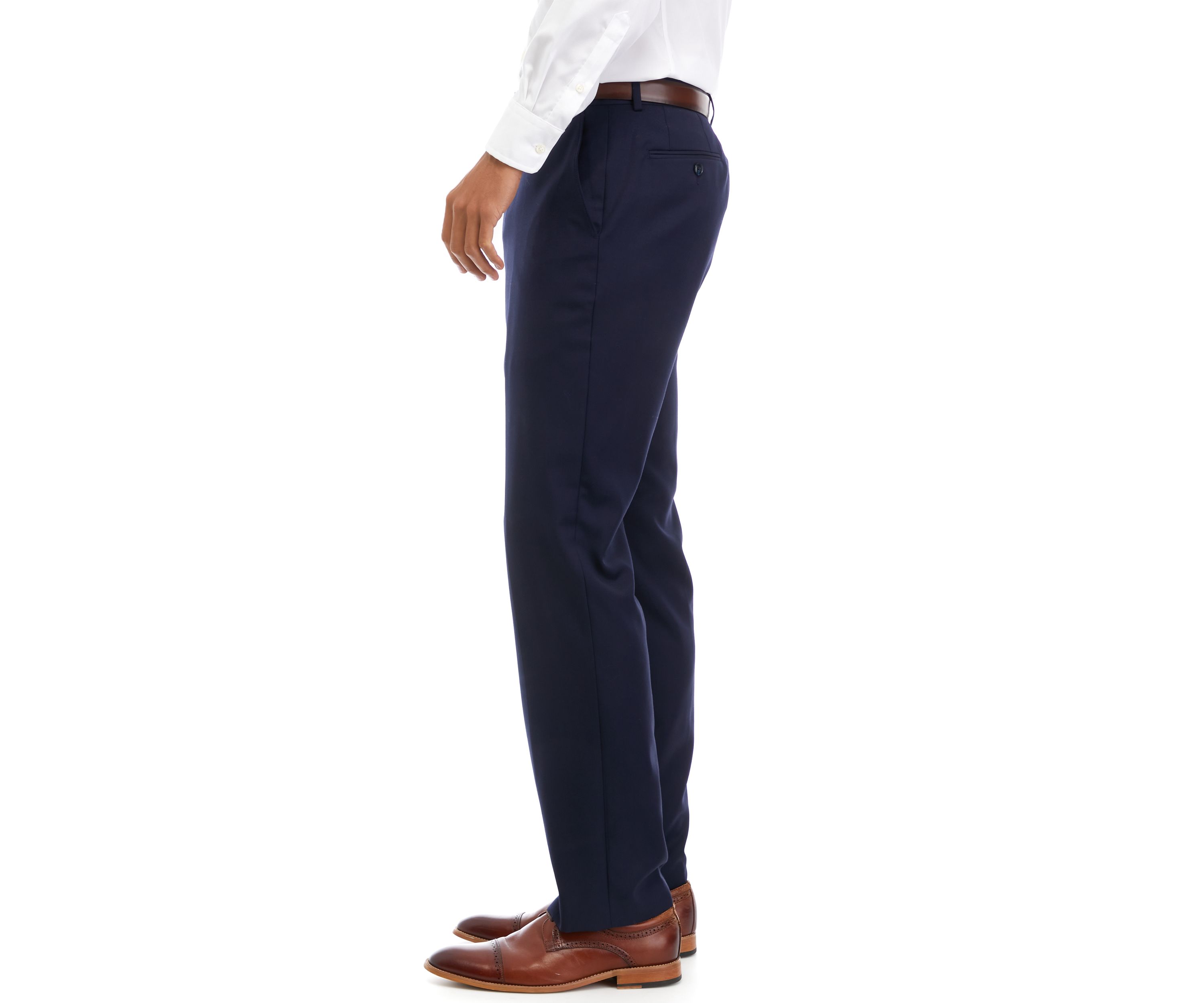 Mens Navy Solid Suit Pants